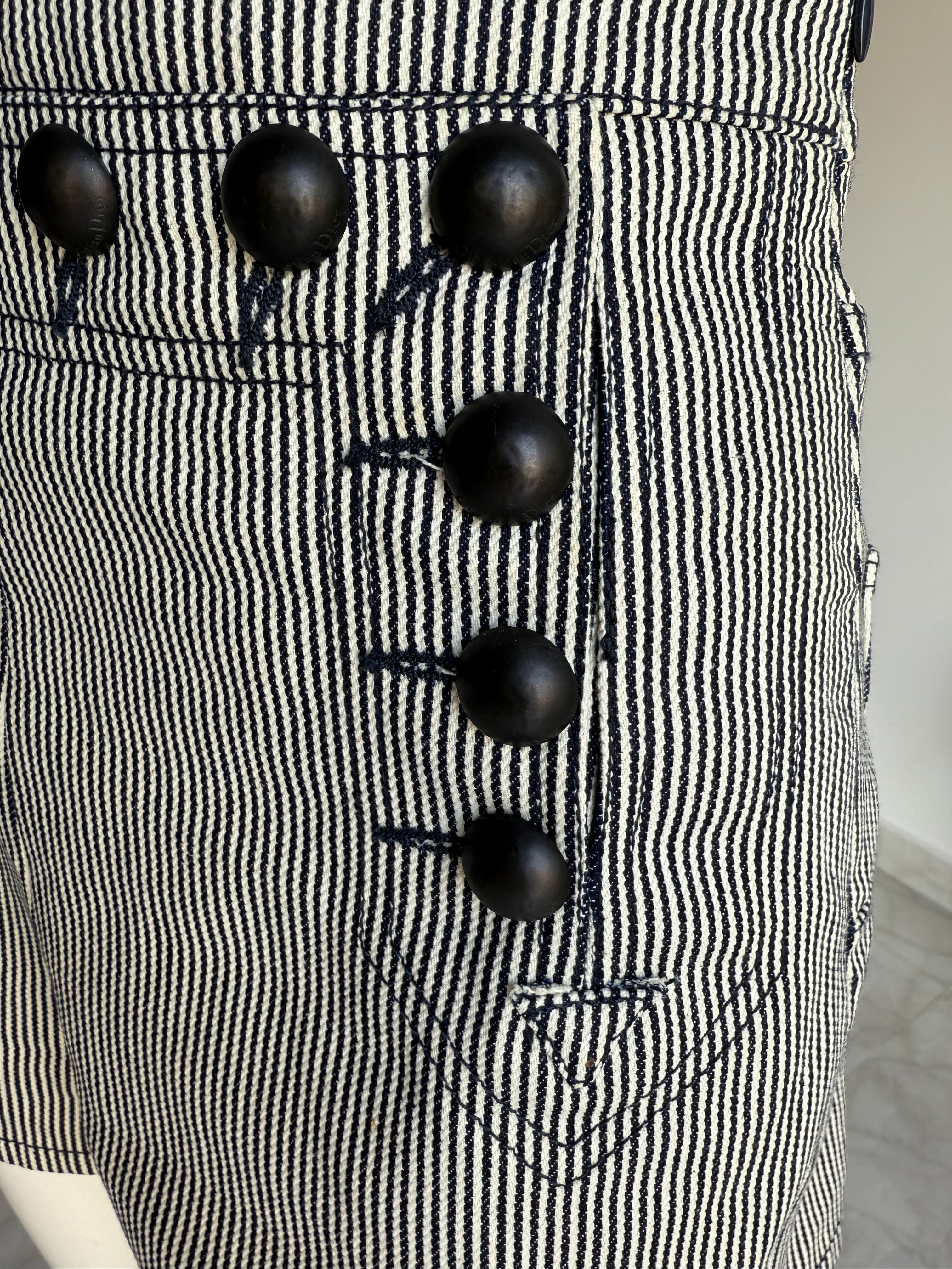 Dior black and white striped denim shorts - size 34