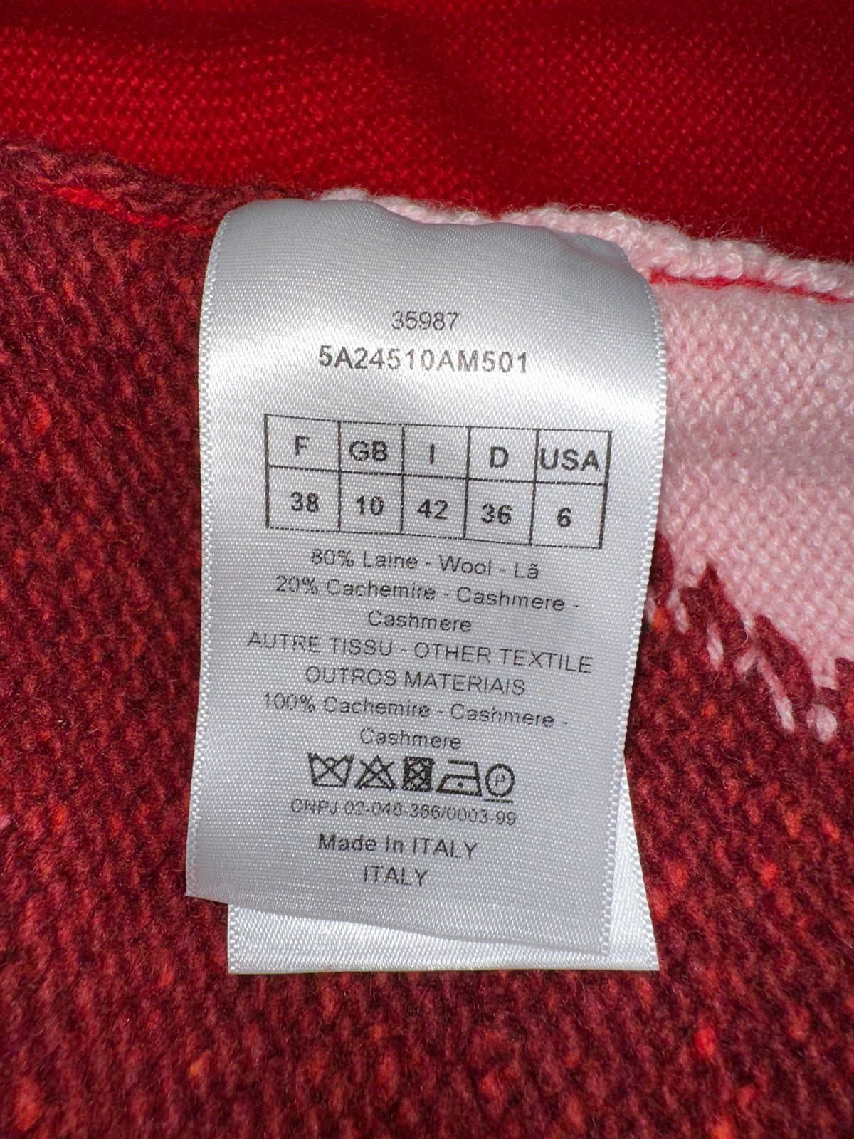 Dior red sweater with geometric shape - size 38