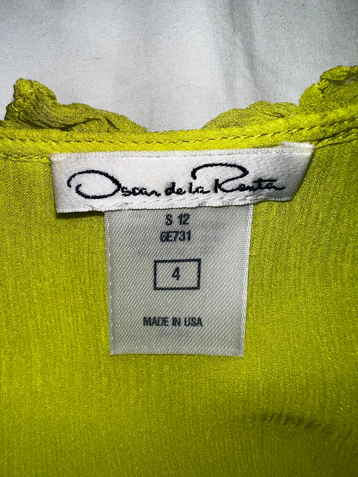 Oscar de la Renta green ruffled tee shirt - size 34