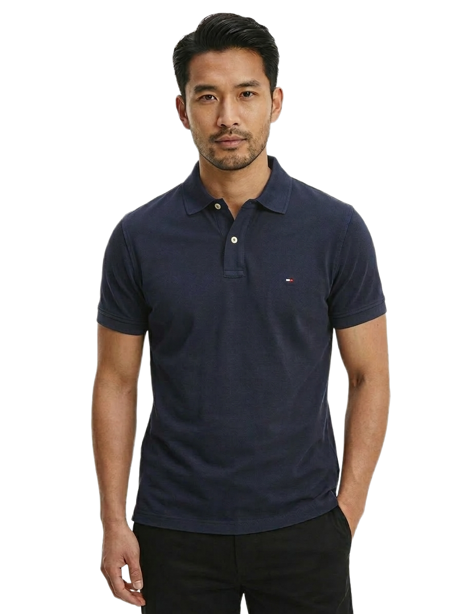 Tommy Hilfiger navy premium pique slim fit polo - size XXL