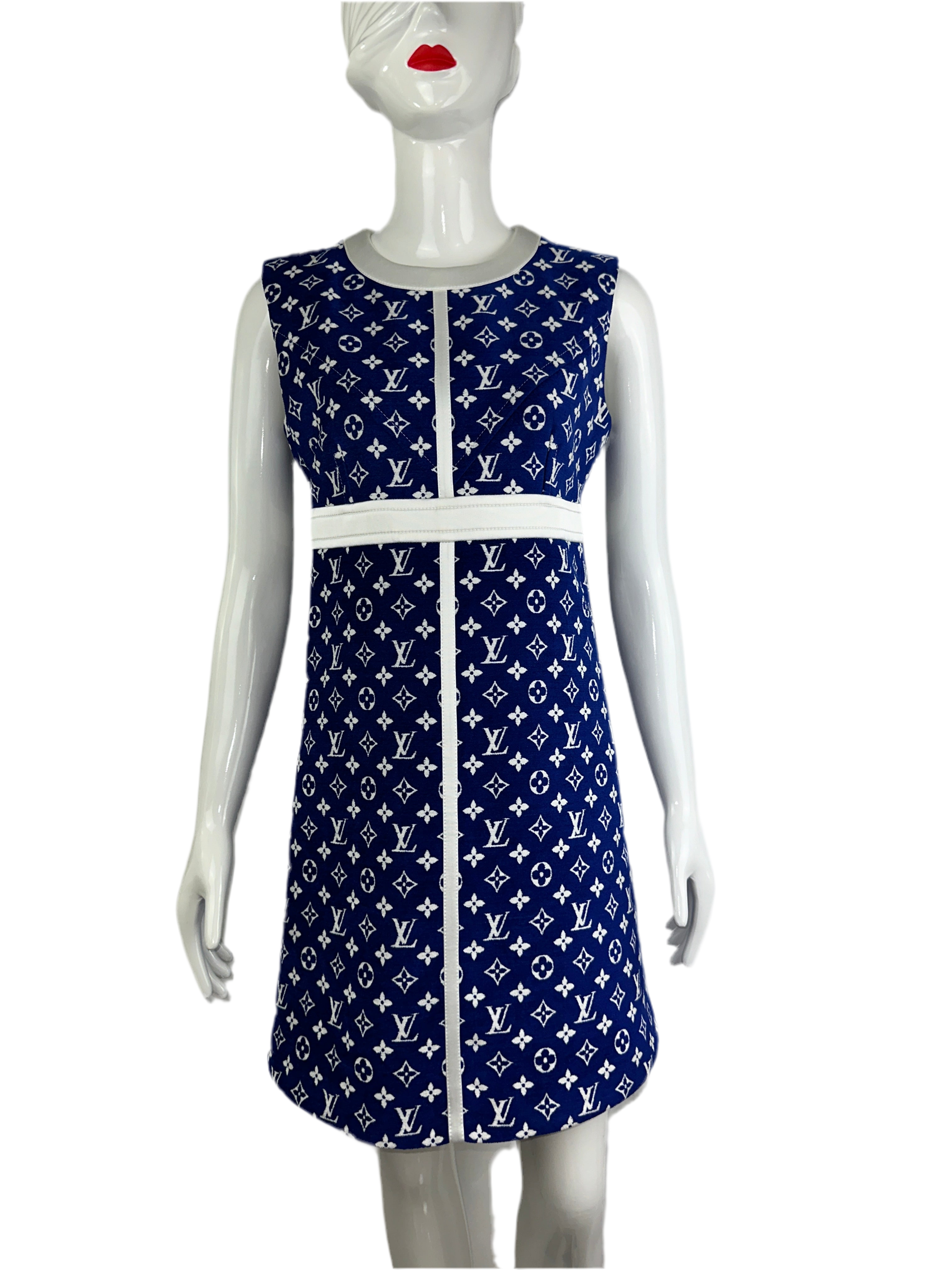 Louis Vuitton blue dress with white monogram - size 38