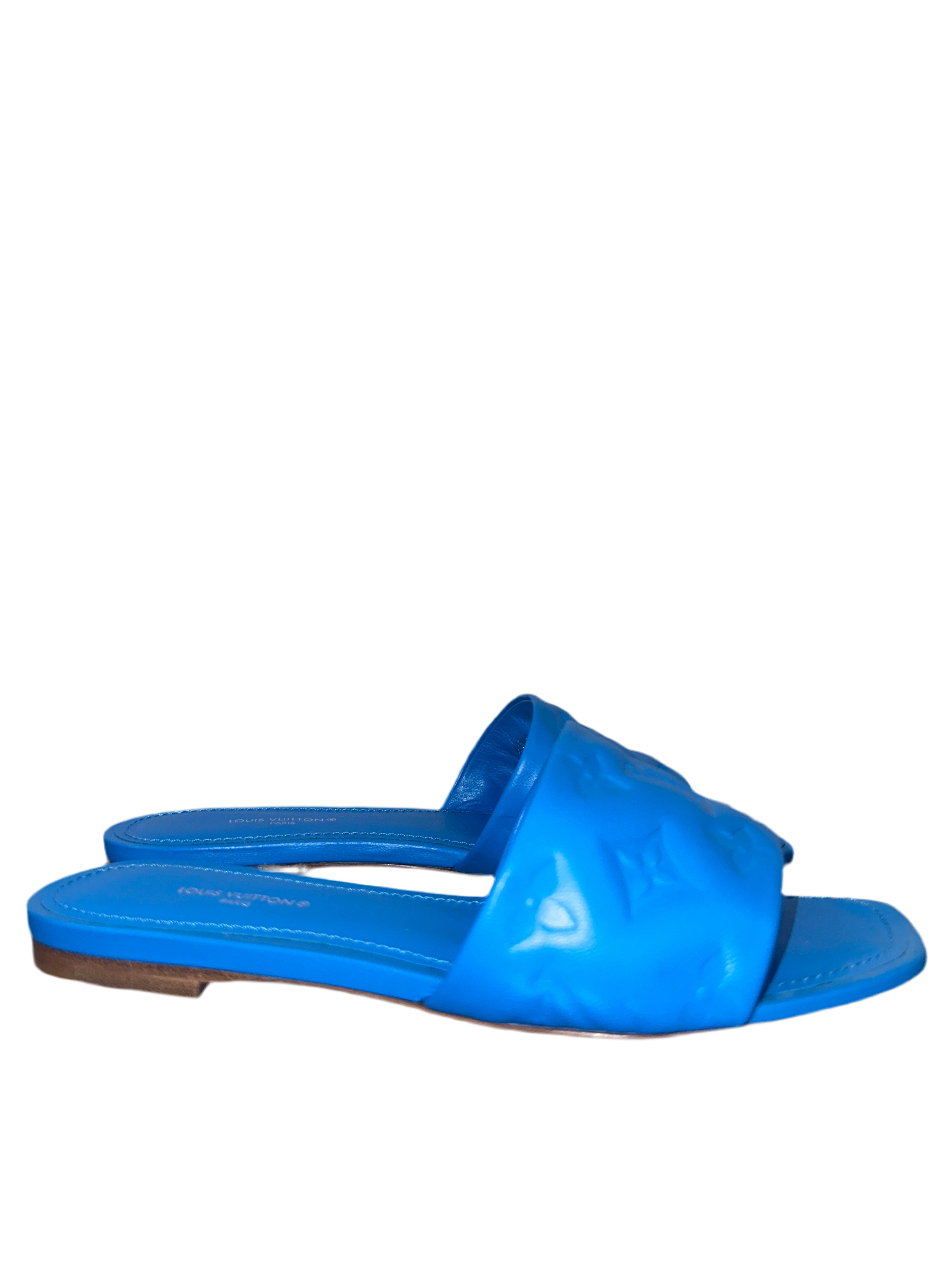 Louis Vuitton Revival flat mule blue monogram pattern - size 36