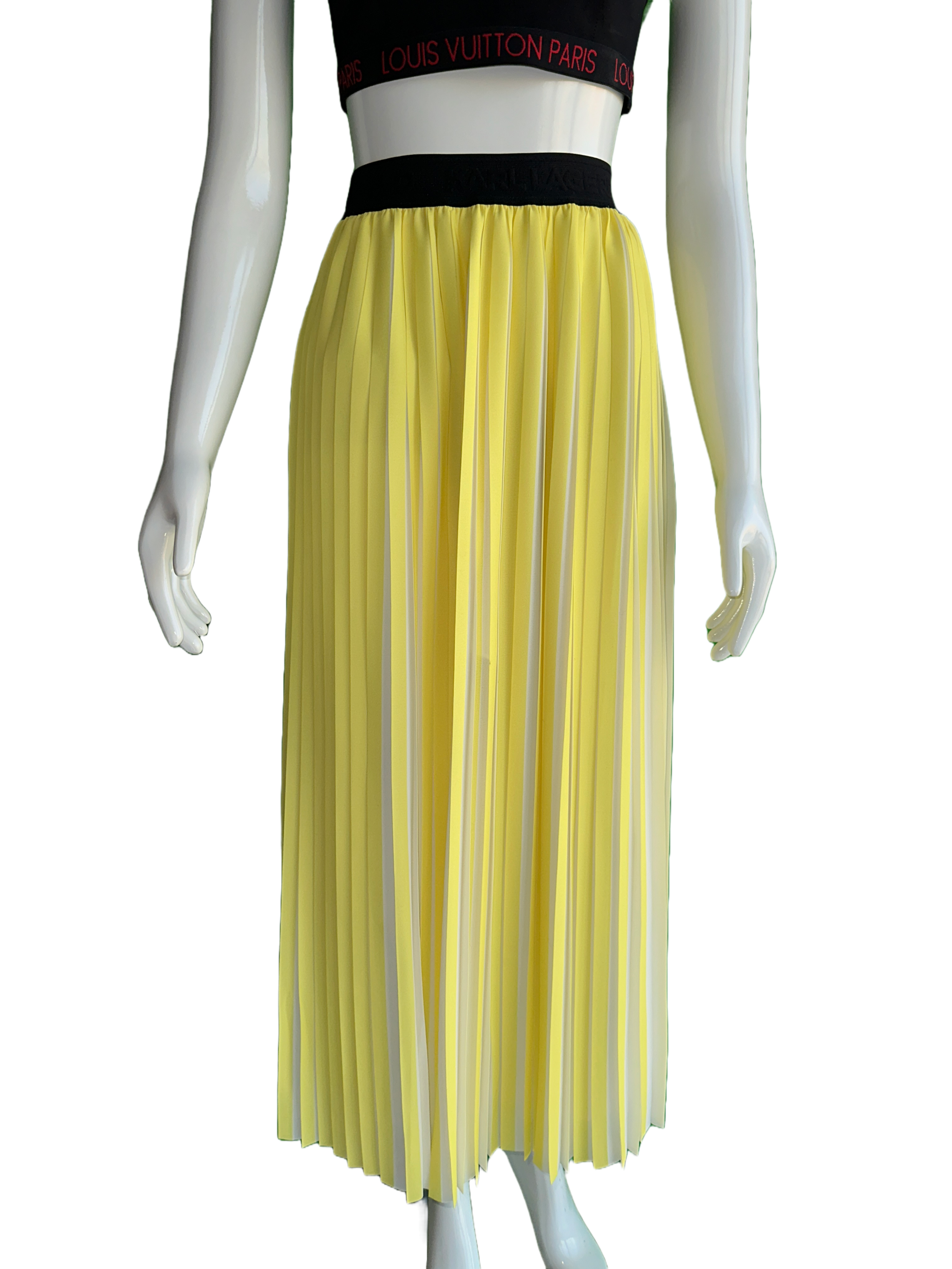 Karl Lagerfeld long yellow and white pleated skirt - size 36