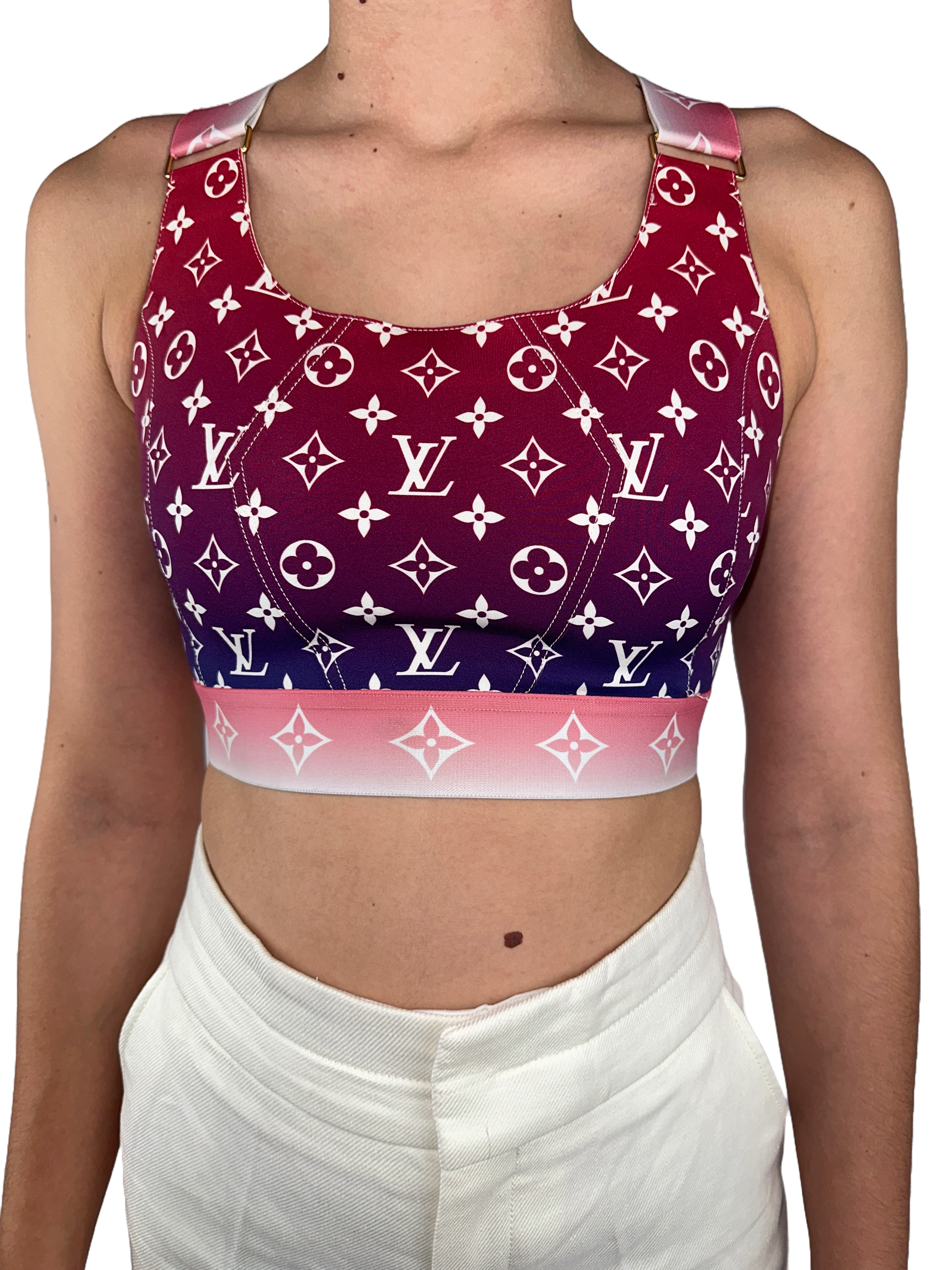 Louis Vuitton pink and purple bra with white monogram - size 34