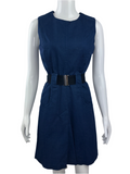 Victoria Beckham sleeveless denim dress with pockets and black belt - size 38