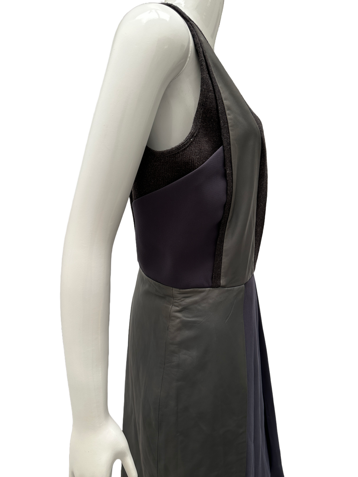 SportMax grey dress with leather details - size 40