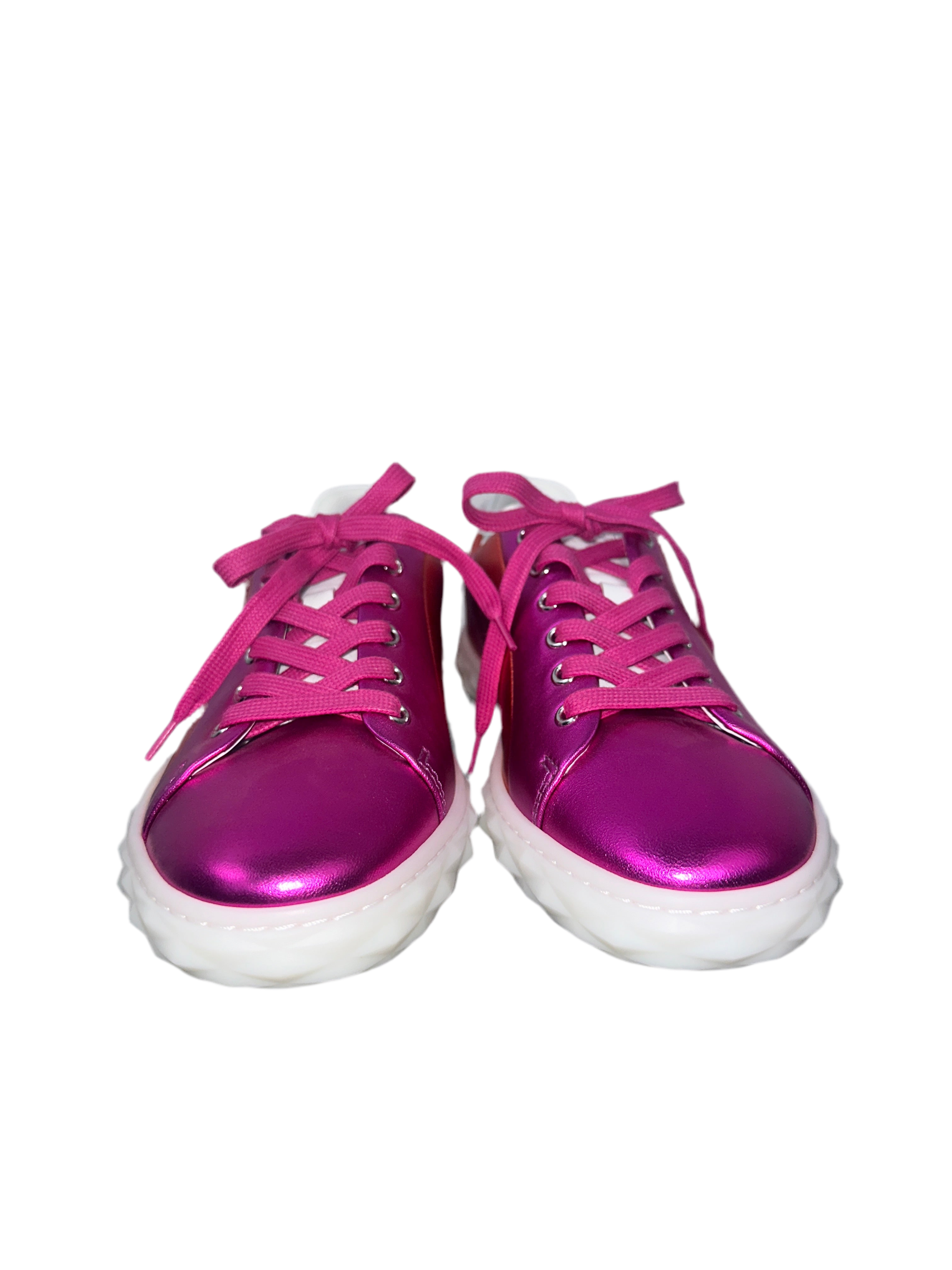 Jimmy Choo diamond light leather sneaker orange & pink metallic - size 38