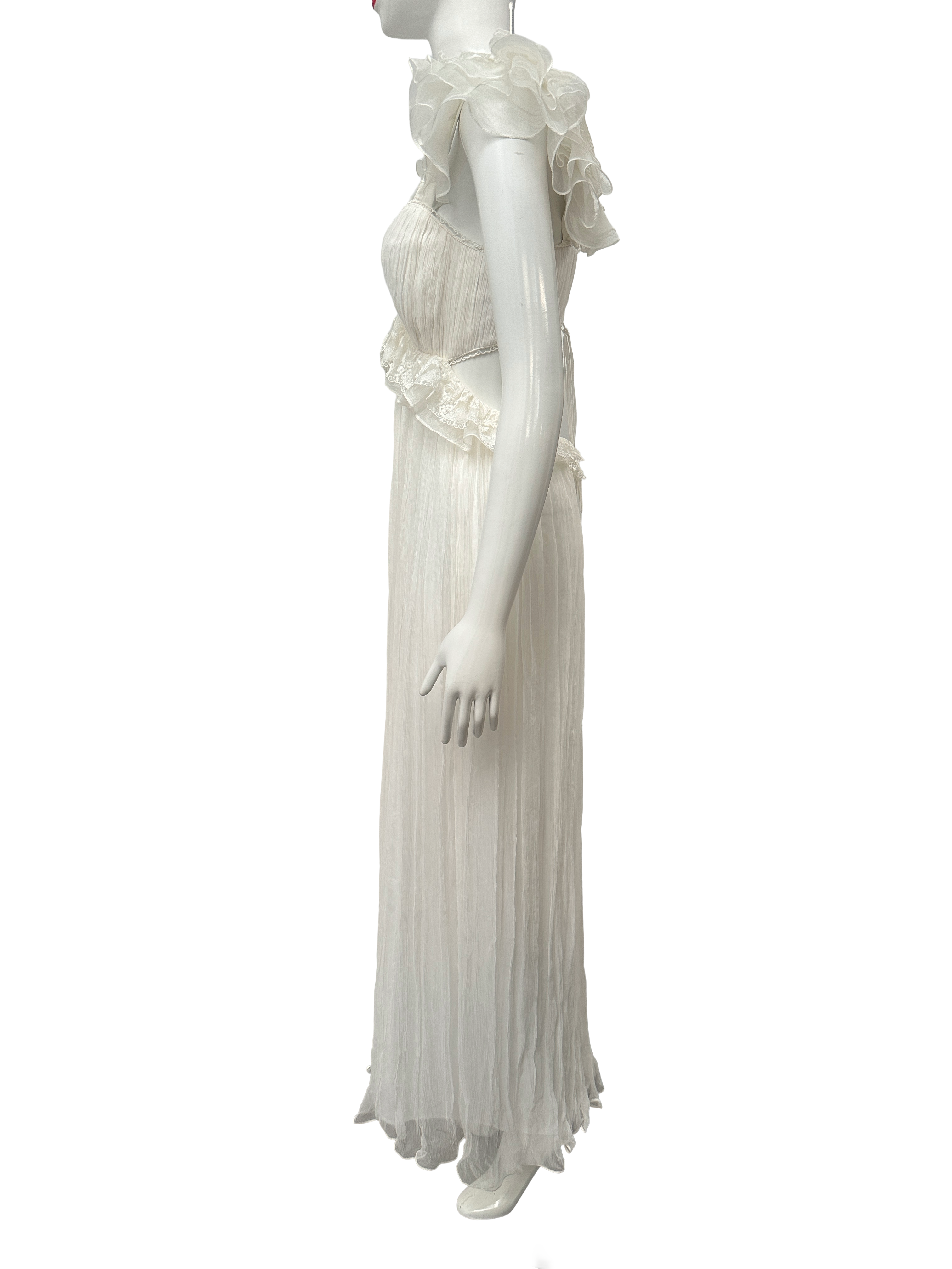 HHART white ruffled bohemian maxi dress - size 36