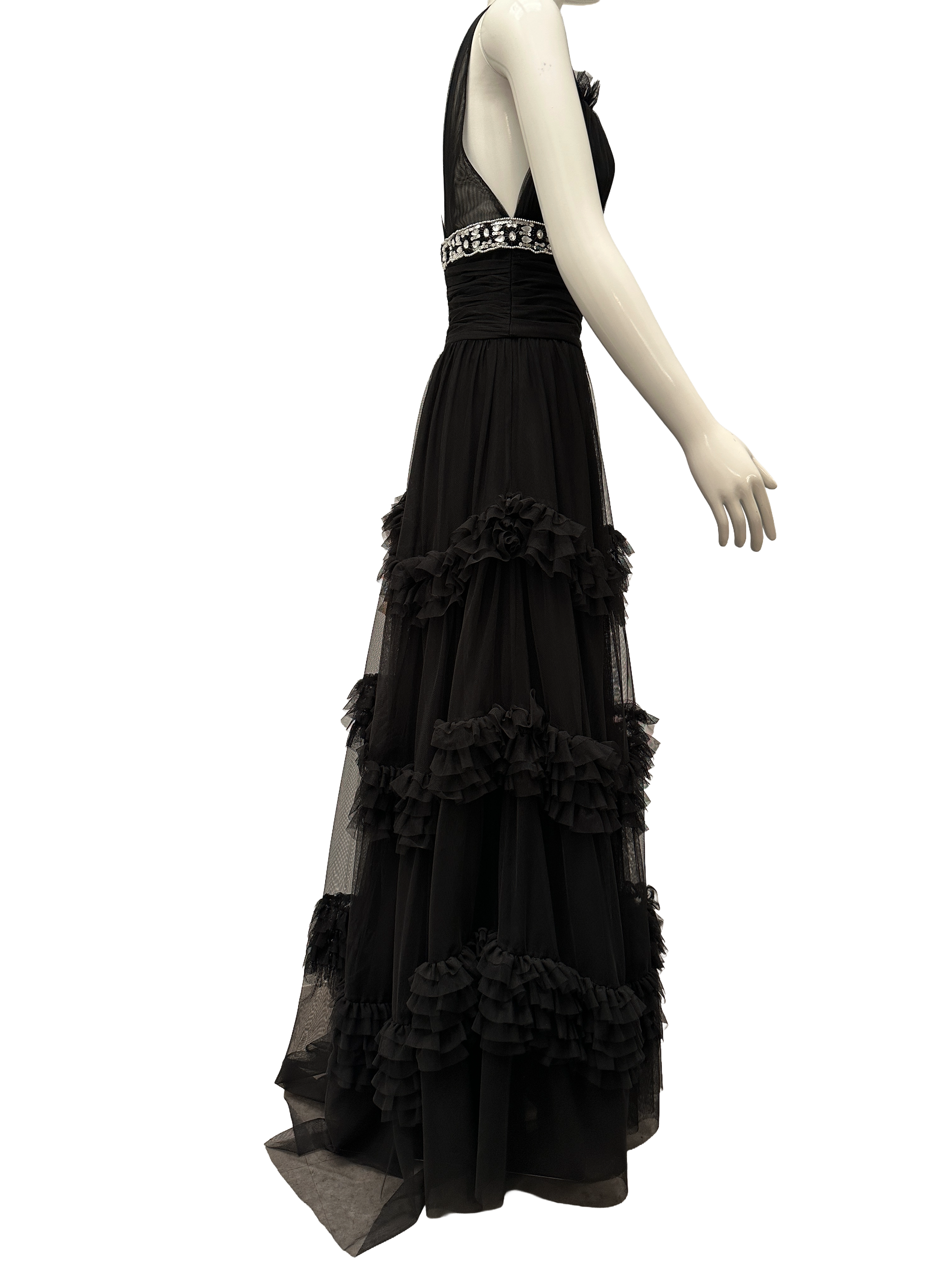 black silk dress long sleeve Veronica Beard Akara Silk Maxi Dress | Black Multi main image 1