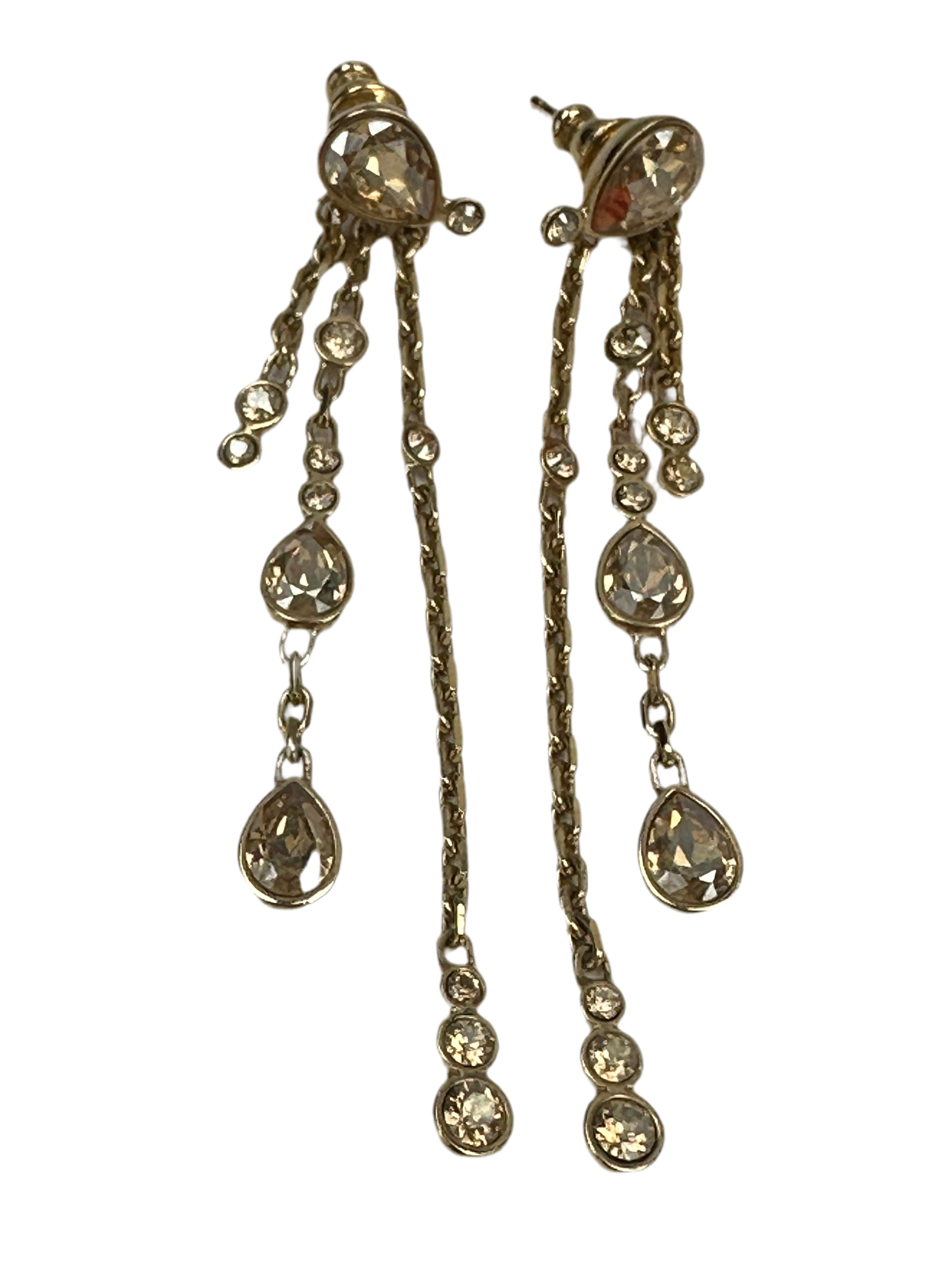 Dior gold drop earrings with drop-shaped stones