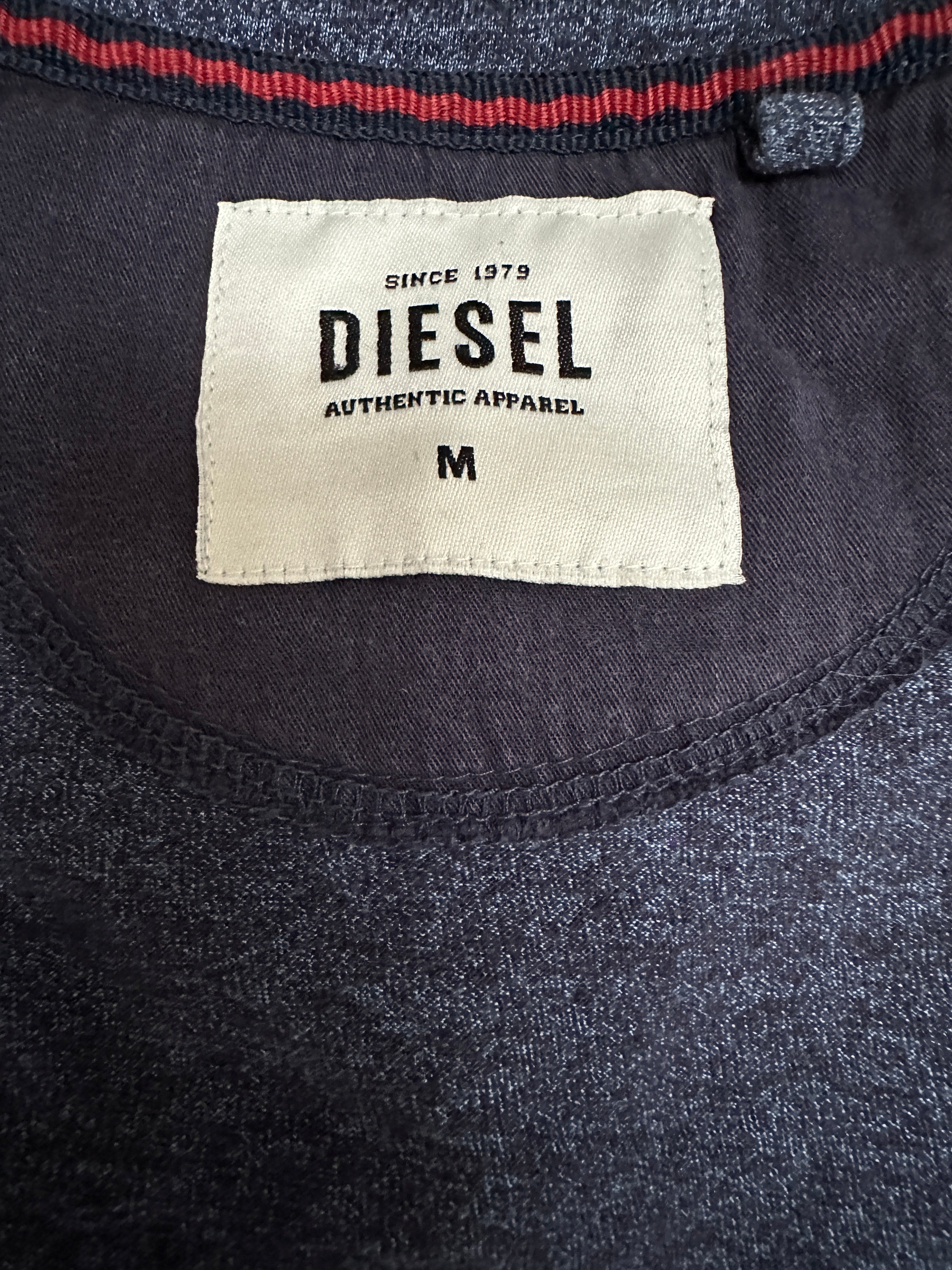 Diesel blue melange henley long sleeve - size M