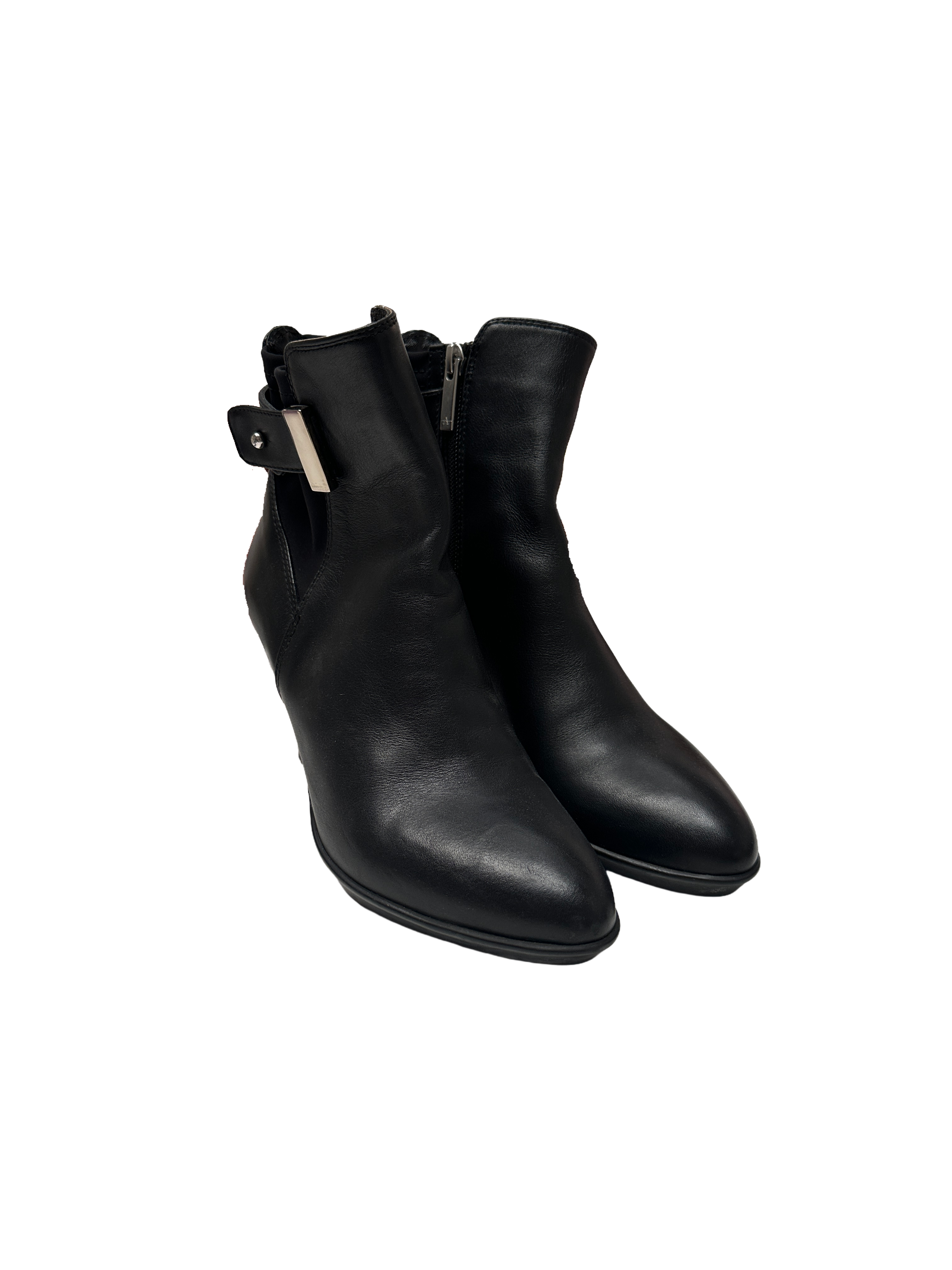 Aquatalia black leather heeled ankle boots - size 37.5
