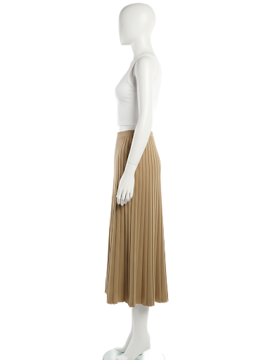 Sandro camel pleated knit midi skirt - size 40