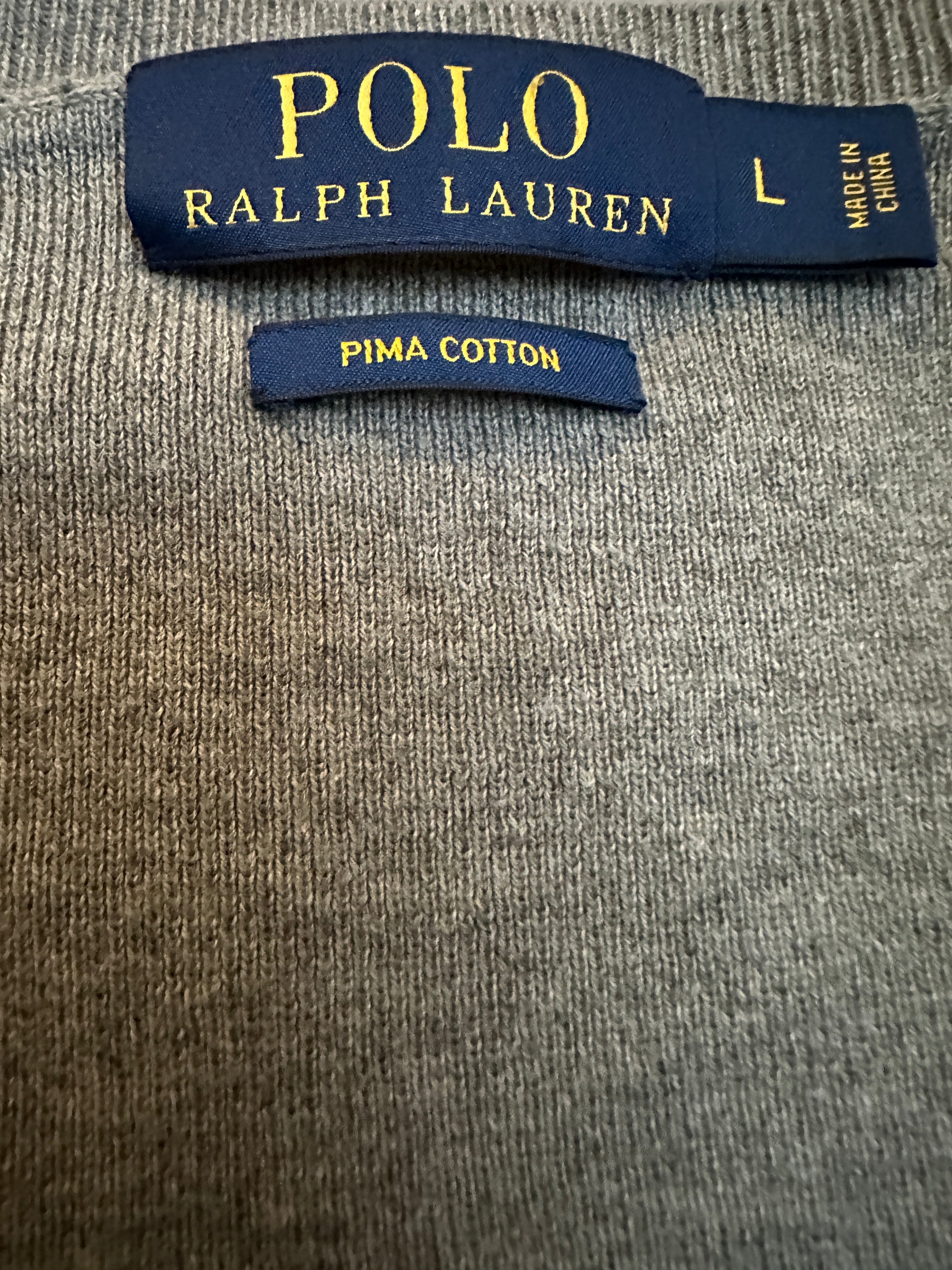 Polo Ralph Lauren grey Pima cotton v-neck sweater - size L