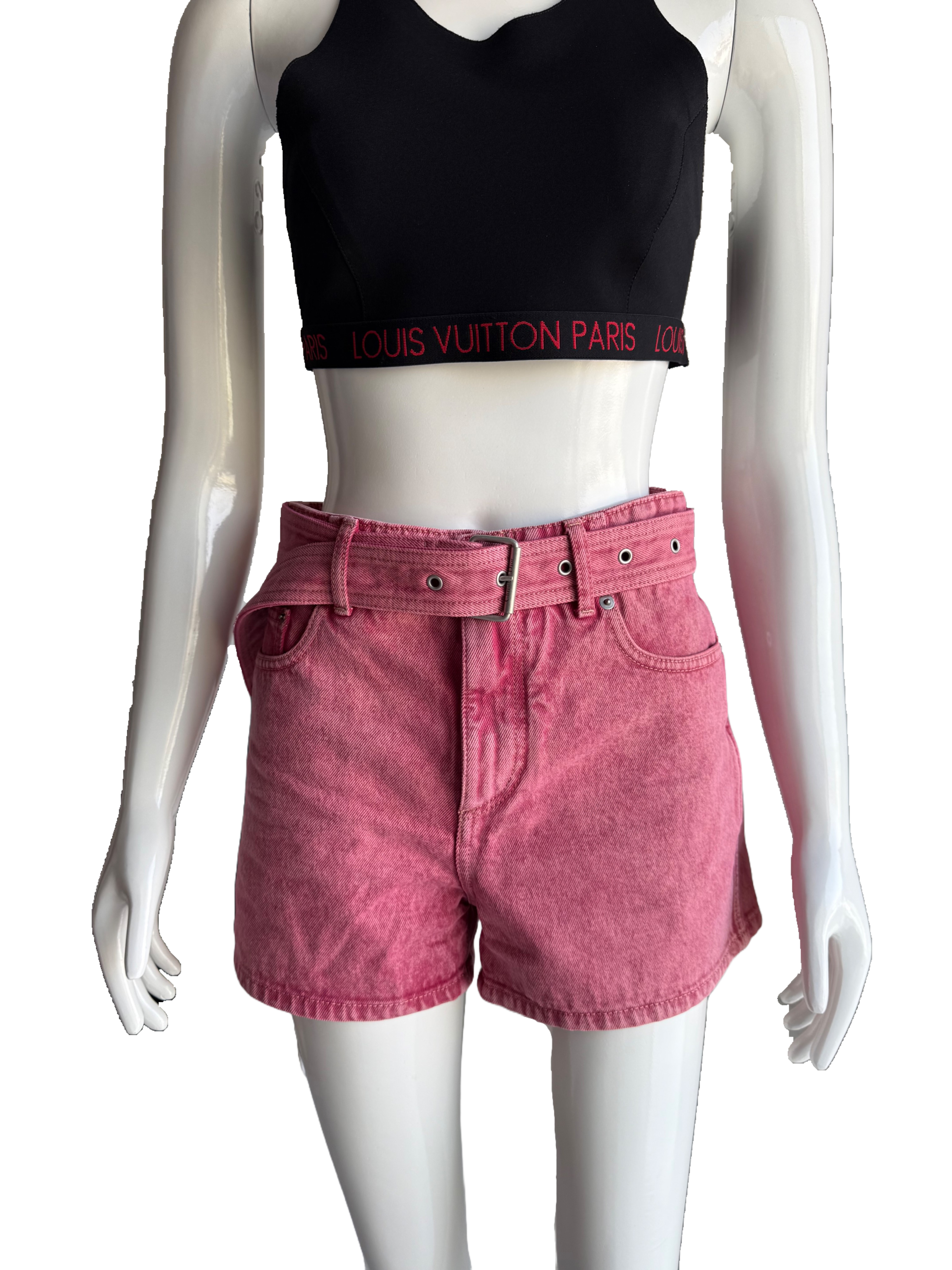 Dior pink belted denim shorts - size 34