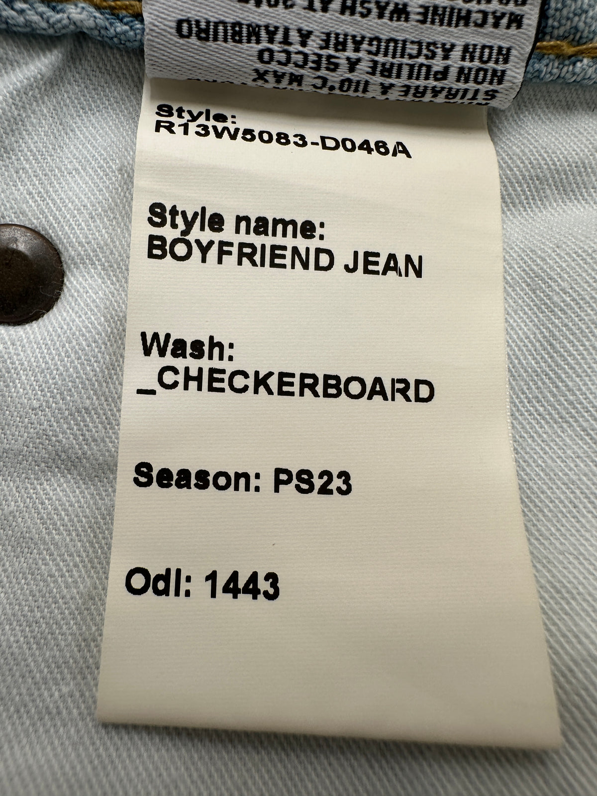 R13 checkered denim pants - size 26