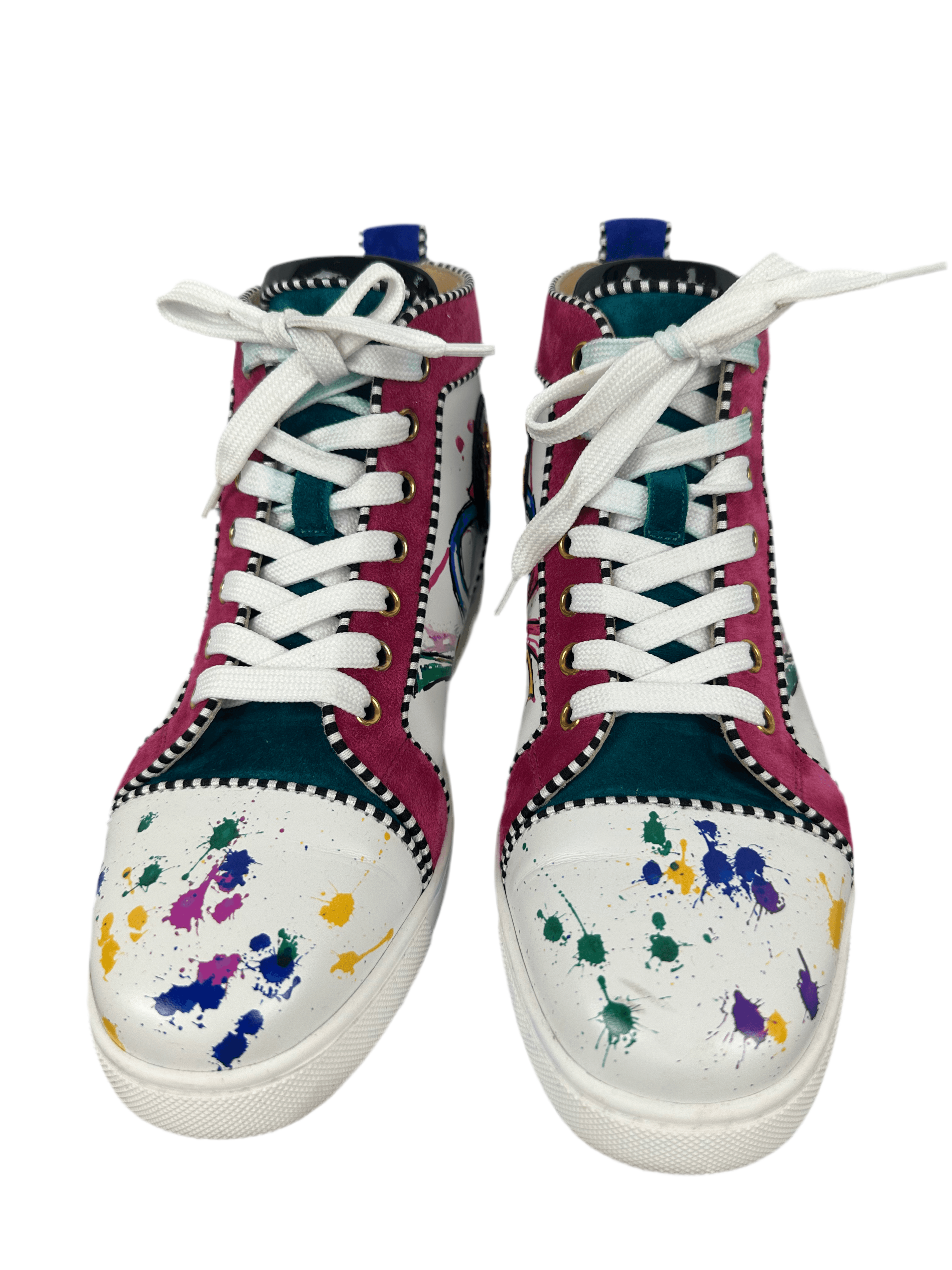 Louboutin multicolor leather & suede LOVE high sneakers - size 36
