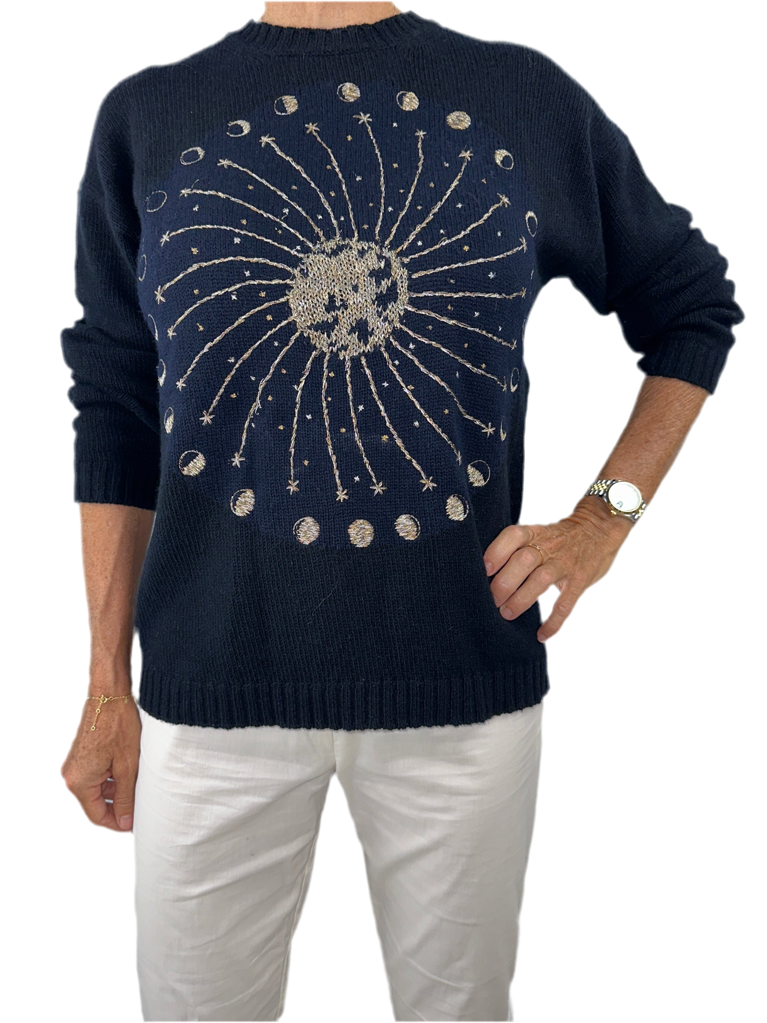 Dior blue sweater with gold sun - size 36