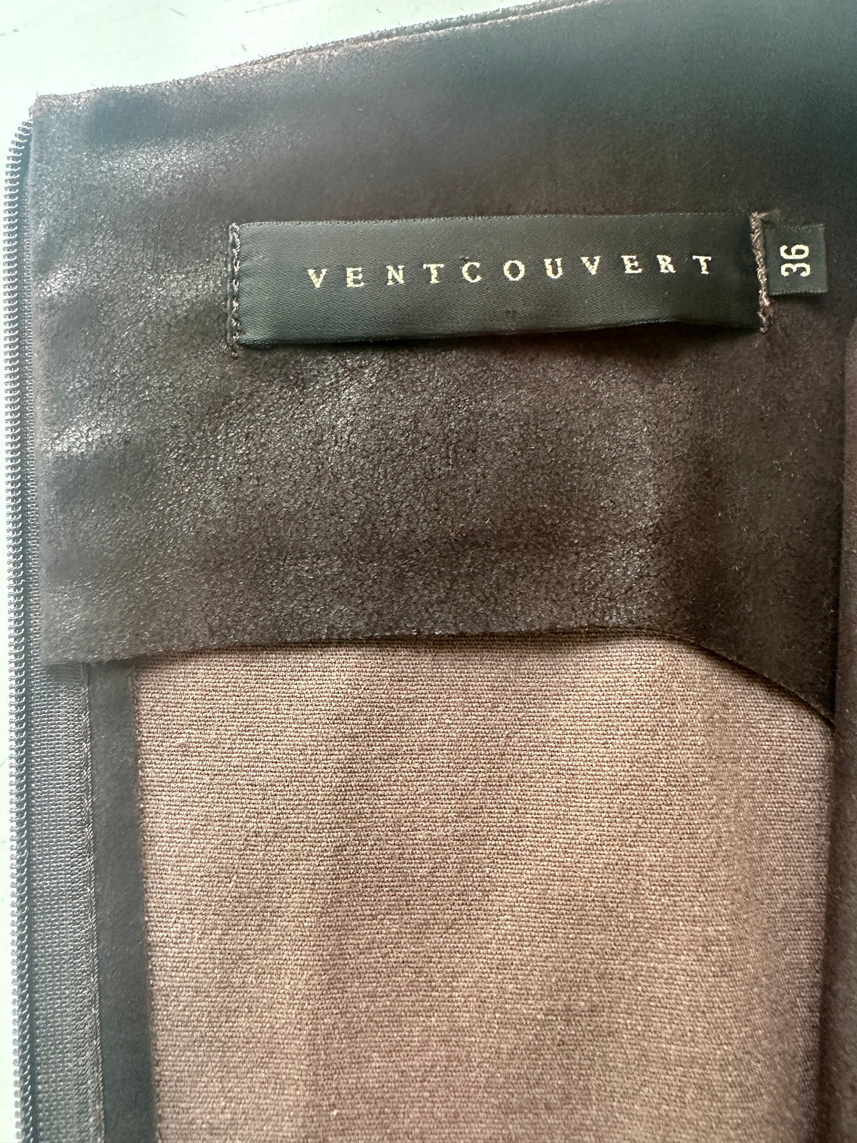 Ventcouvert brown sleeveless dress with zippers - size 36