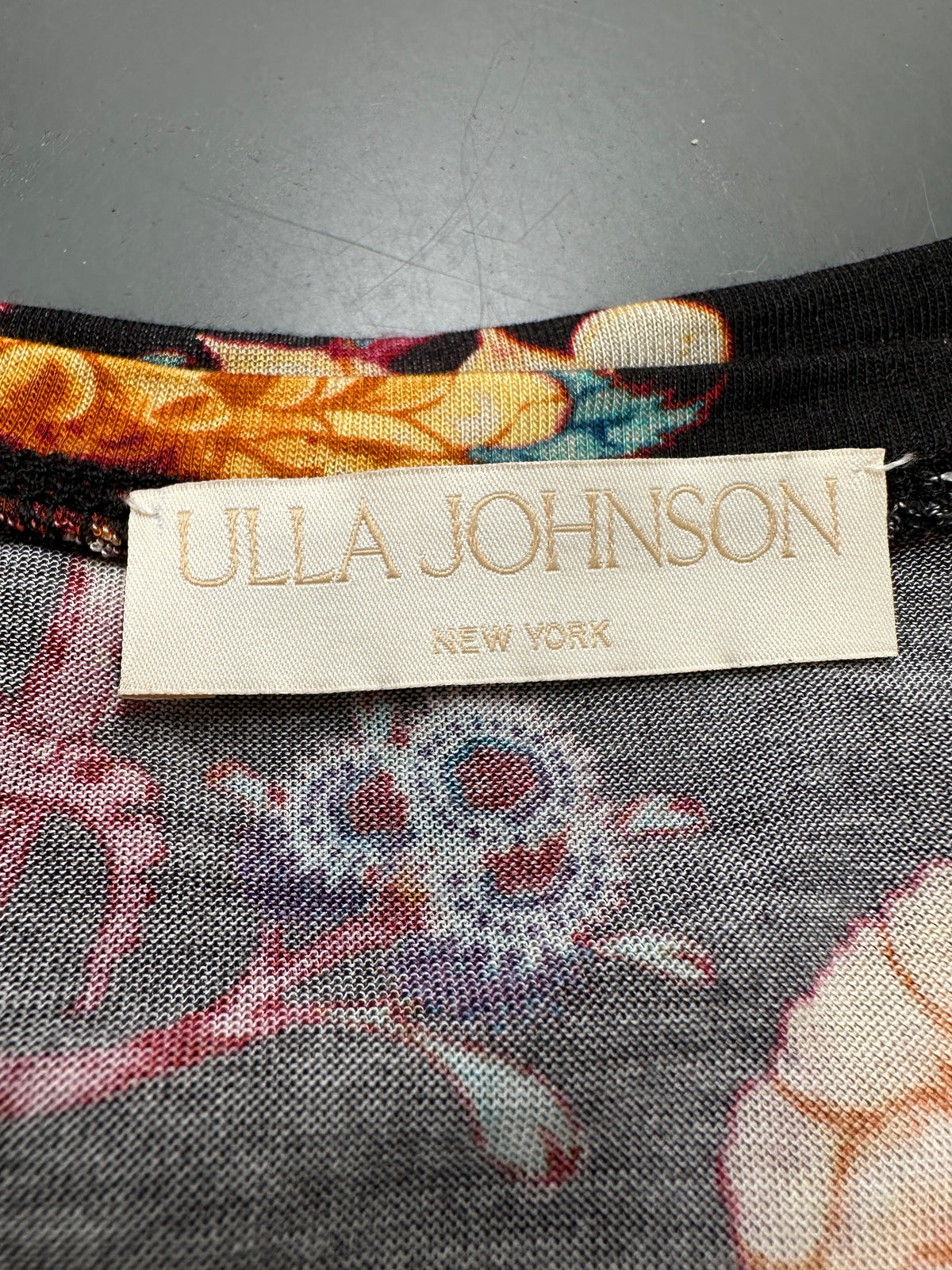 Ulla Johnson black top with multicolor flower - size 36