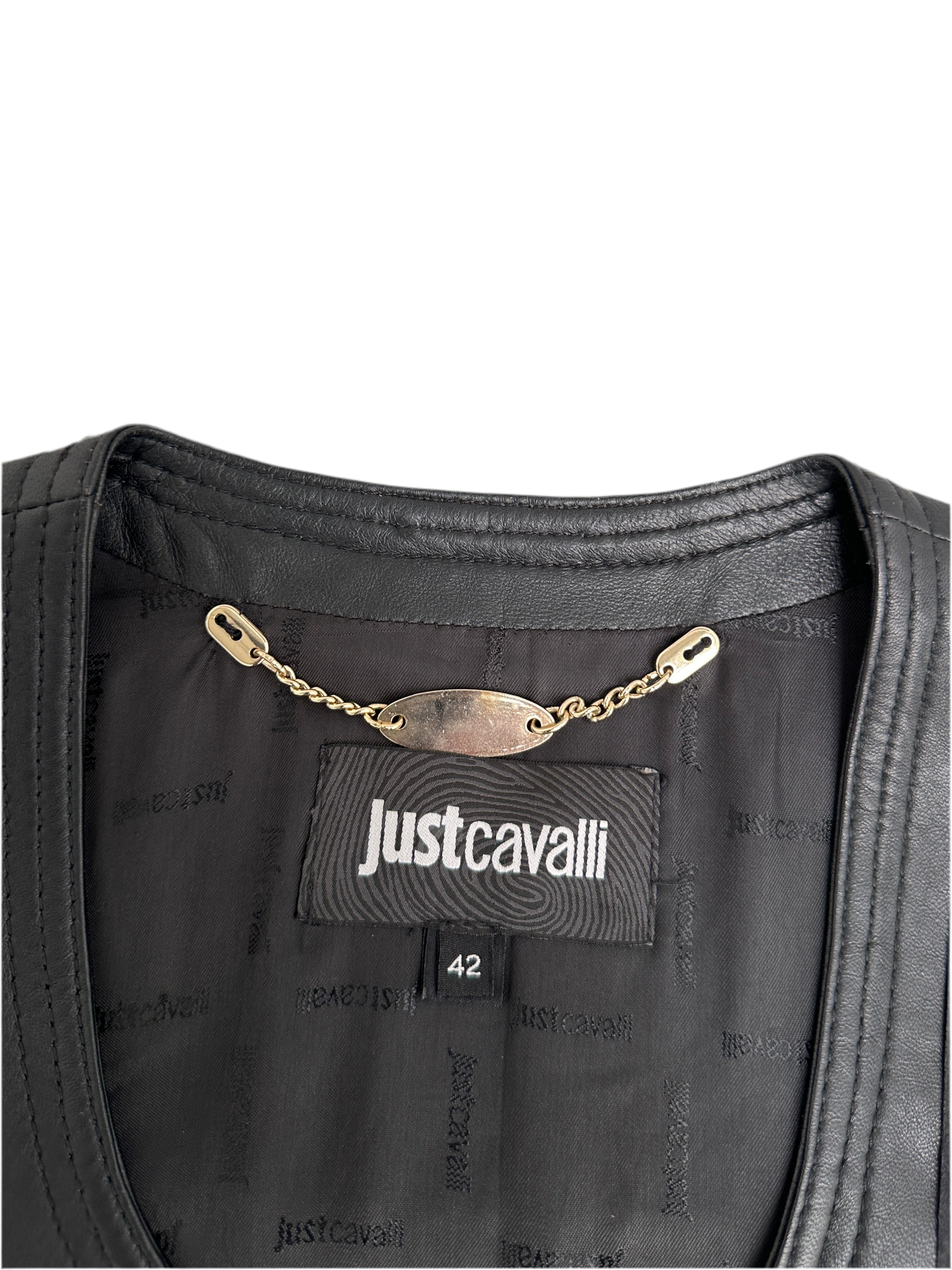 Just Cavalli black leather jacket - size 38