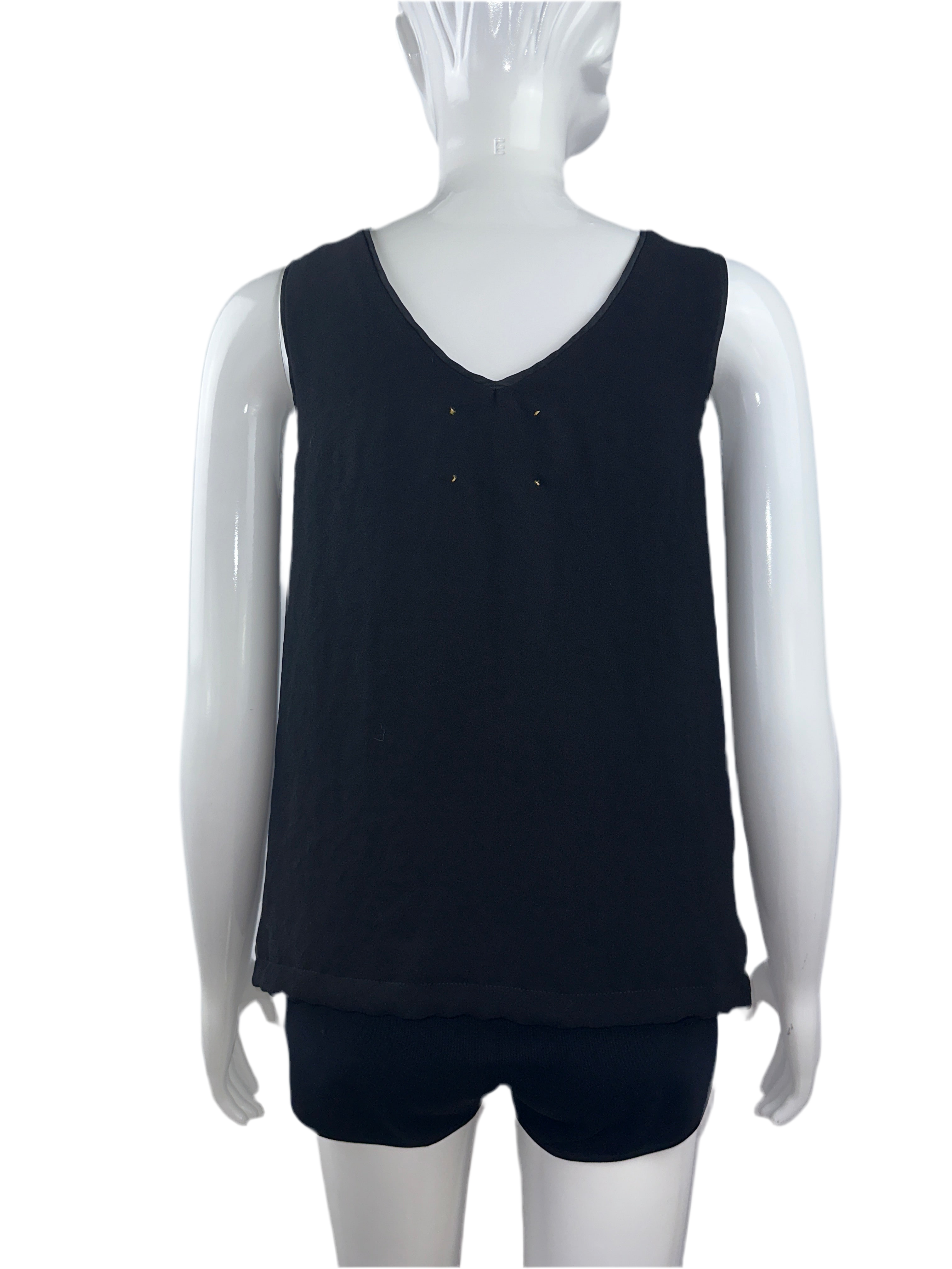 Cotélac black sleeveless V-neck top with sequins on front - size 34