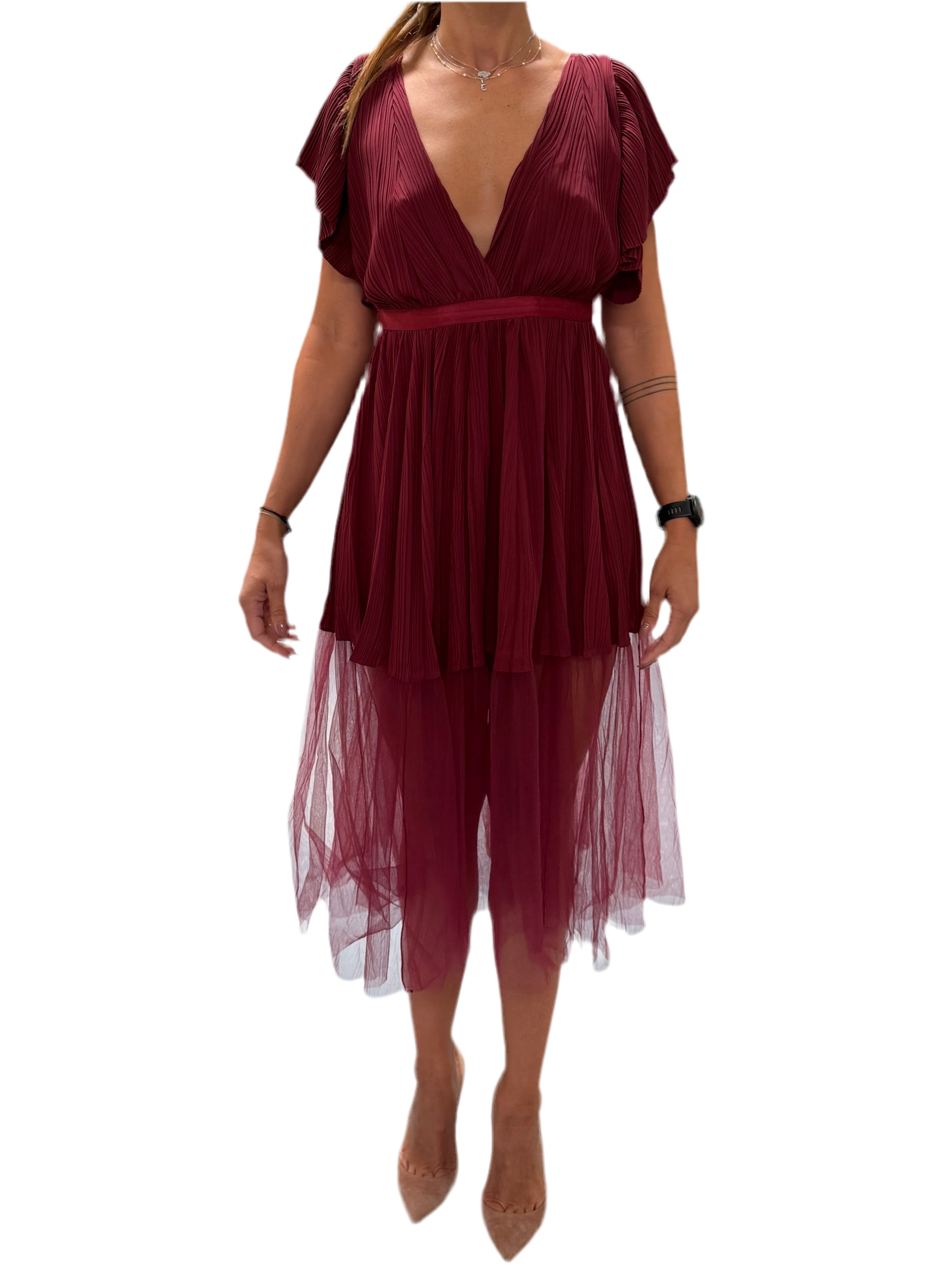 Elisabetta Franchi burgundy cocktail dress - size 40IT