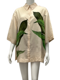 H&M Edition cream shirt with leaf pattern - size 38