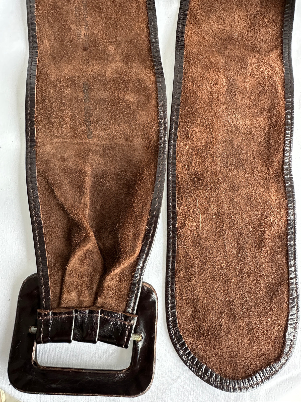 Brown wide leather waist belt