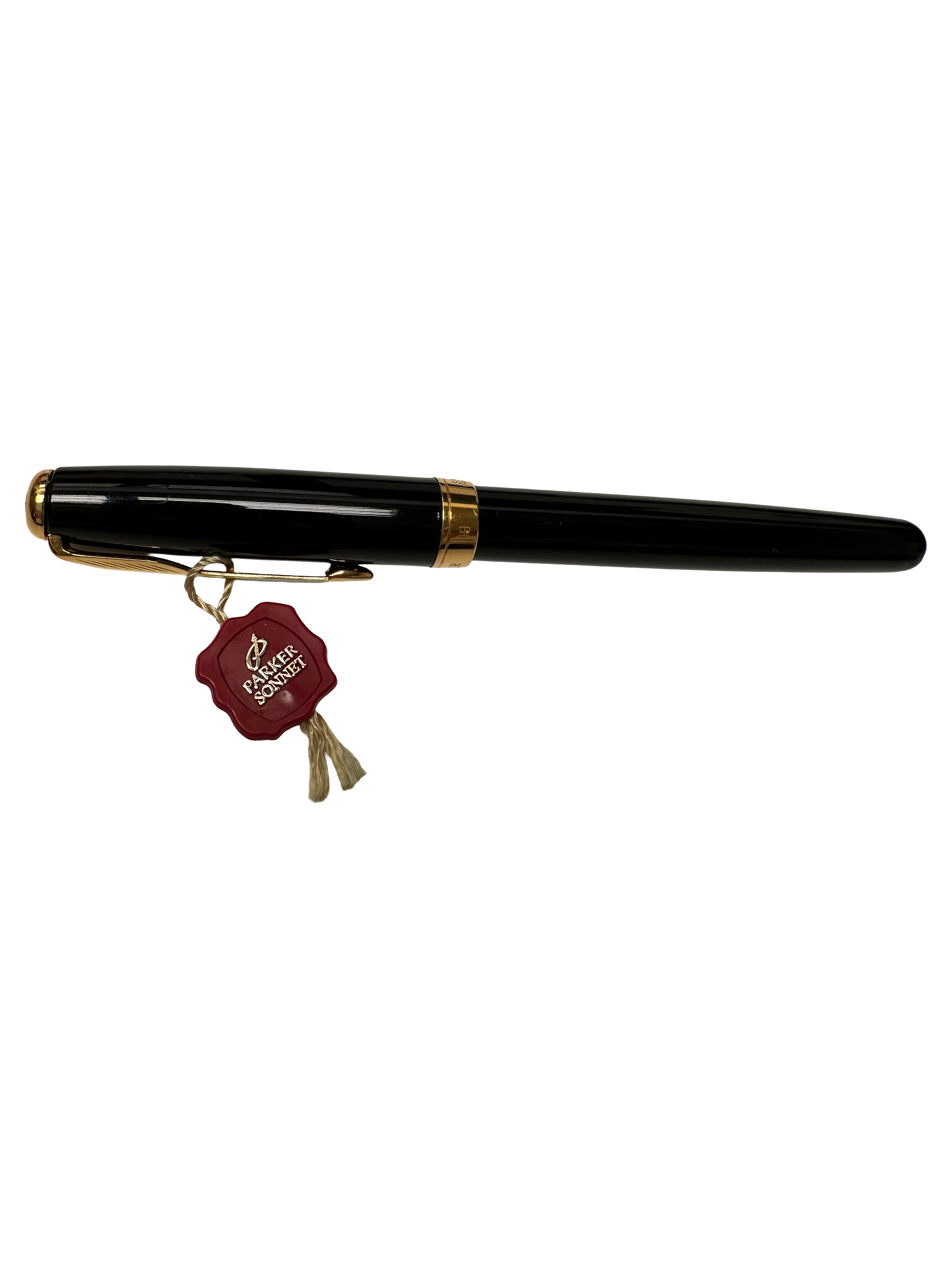 Parker Sonnet fountain pen, black lacquer with gold trim