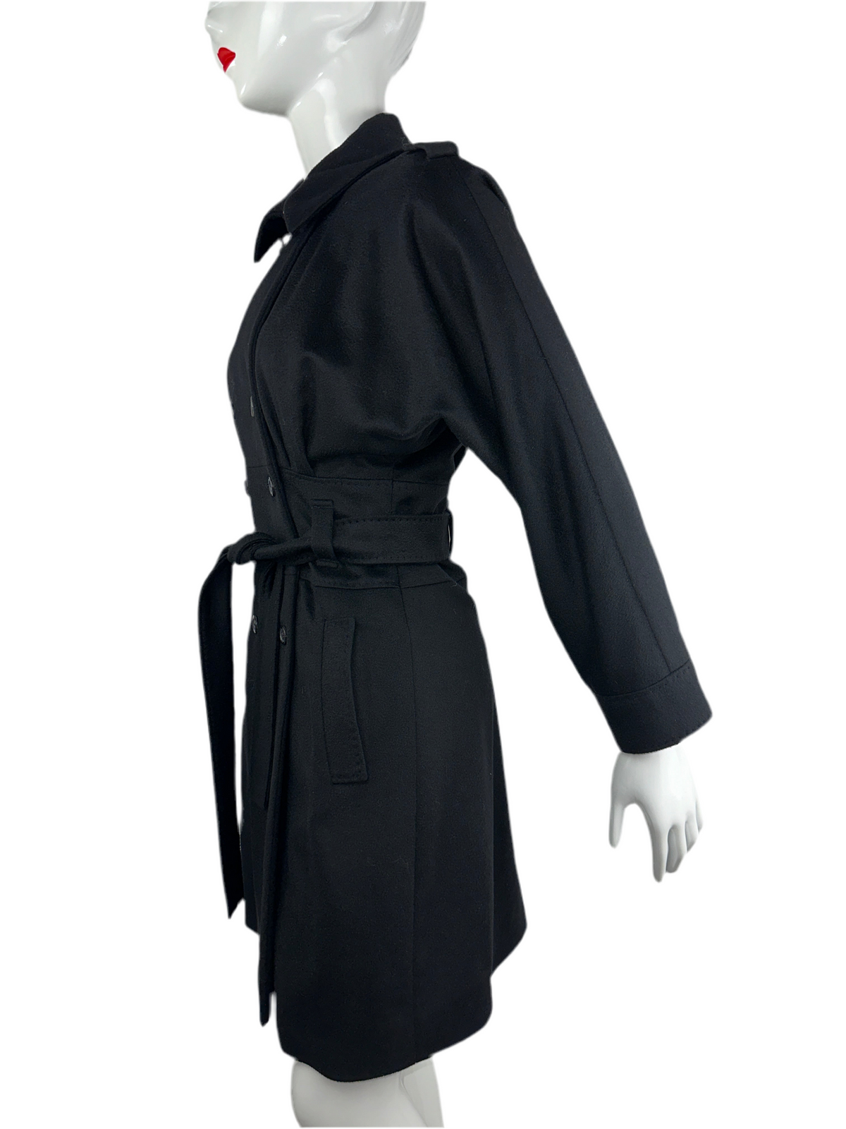 Hugo Boss long black belted coat - size 34