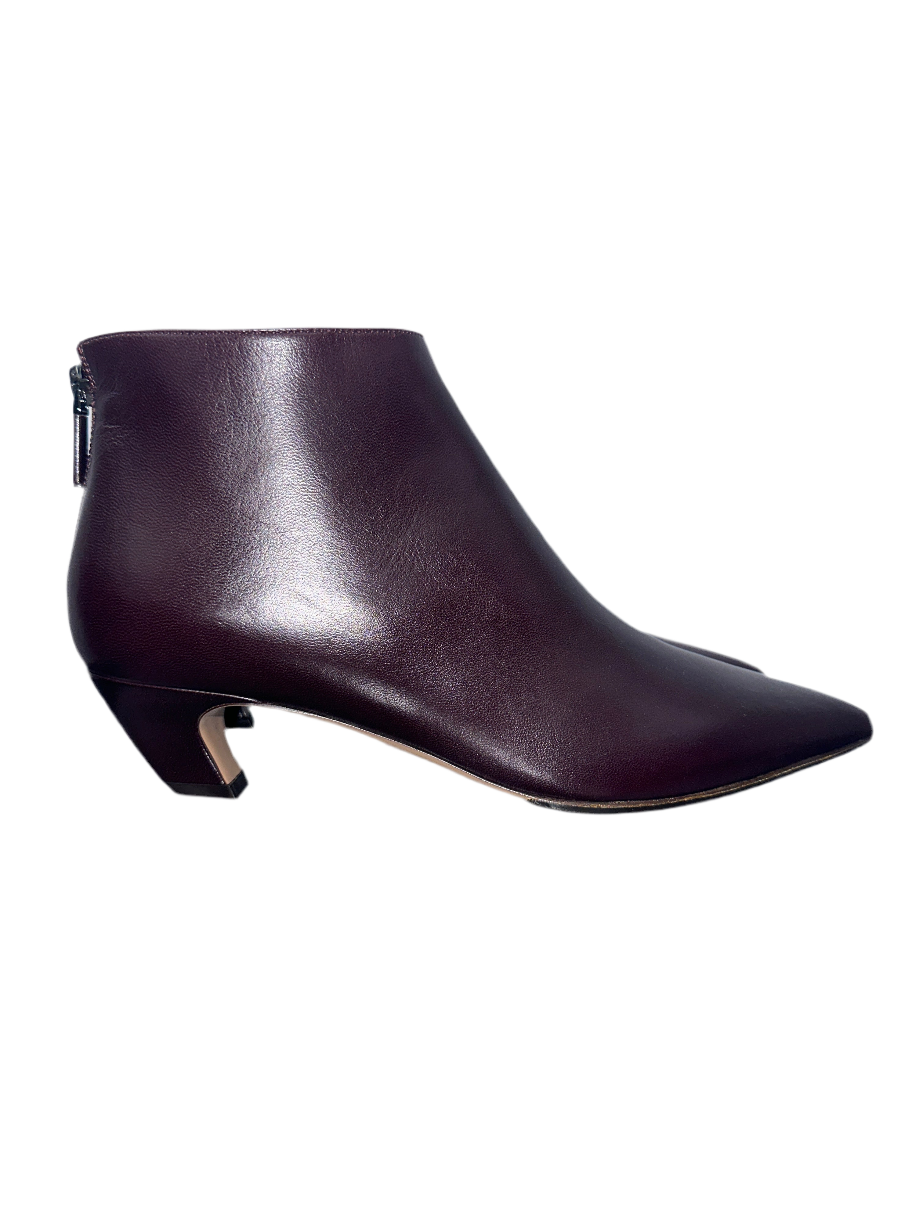 Dior Burgundy leather pointed toe ankle boots - size 36.5