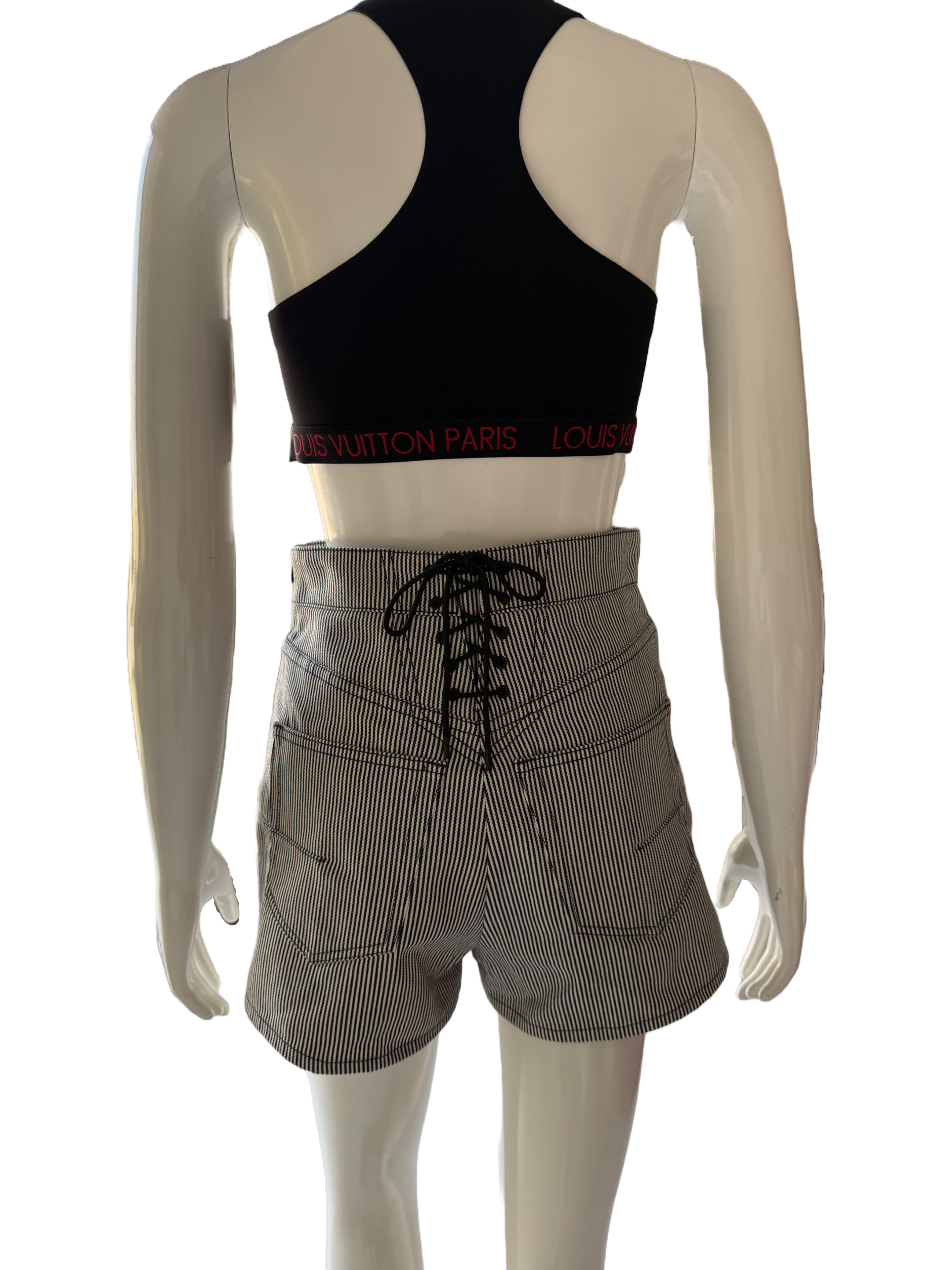 Dior black and white striped denim shorts - size 34