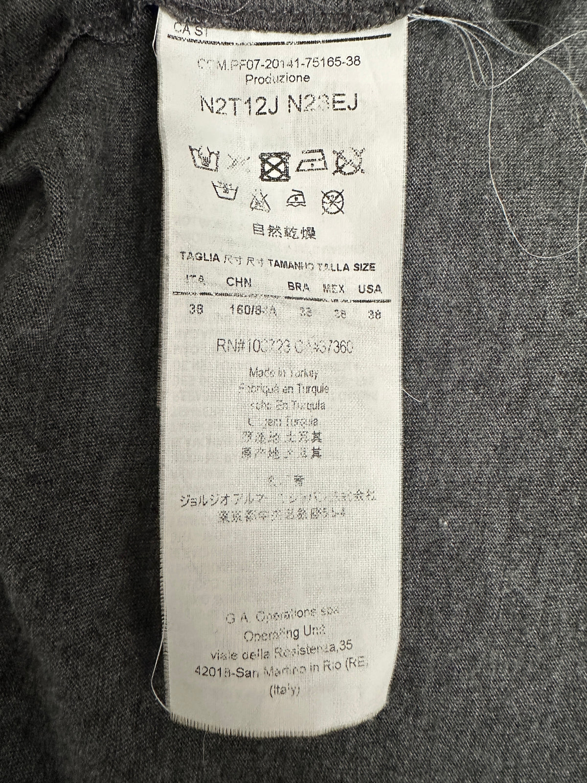 Emporio Armani grey tee shirt with blue butterfly - size 38