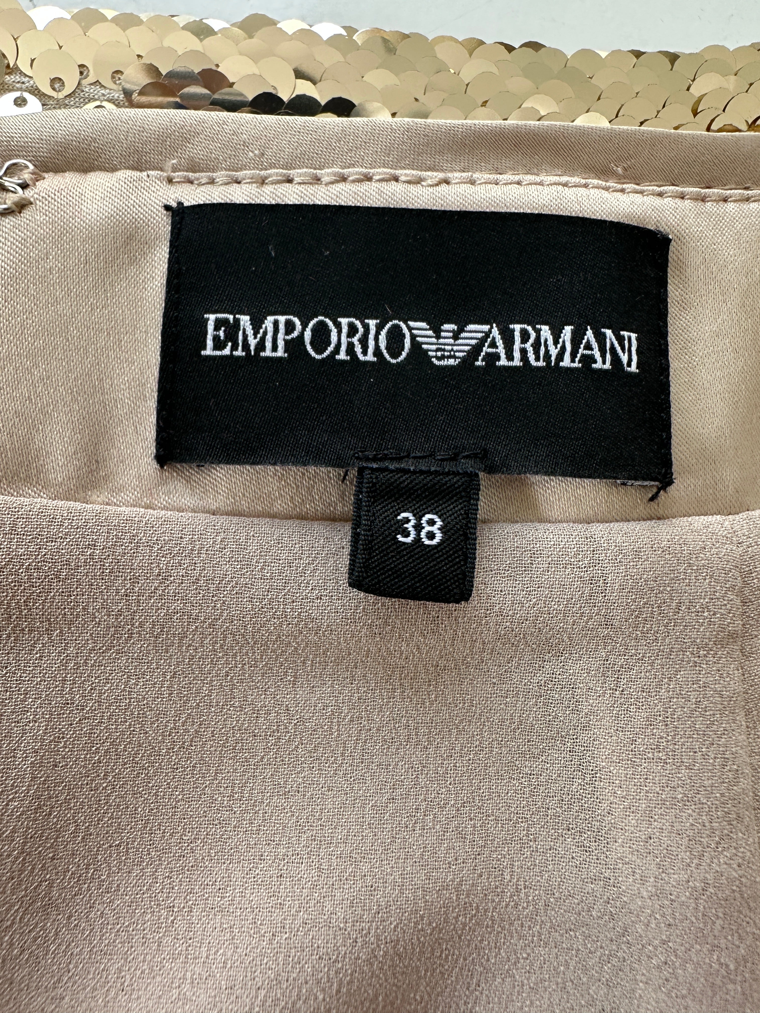 Emporio Armani tight skirt in gold-tone sequin - size 38