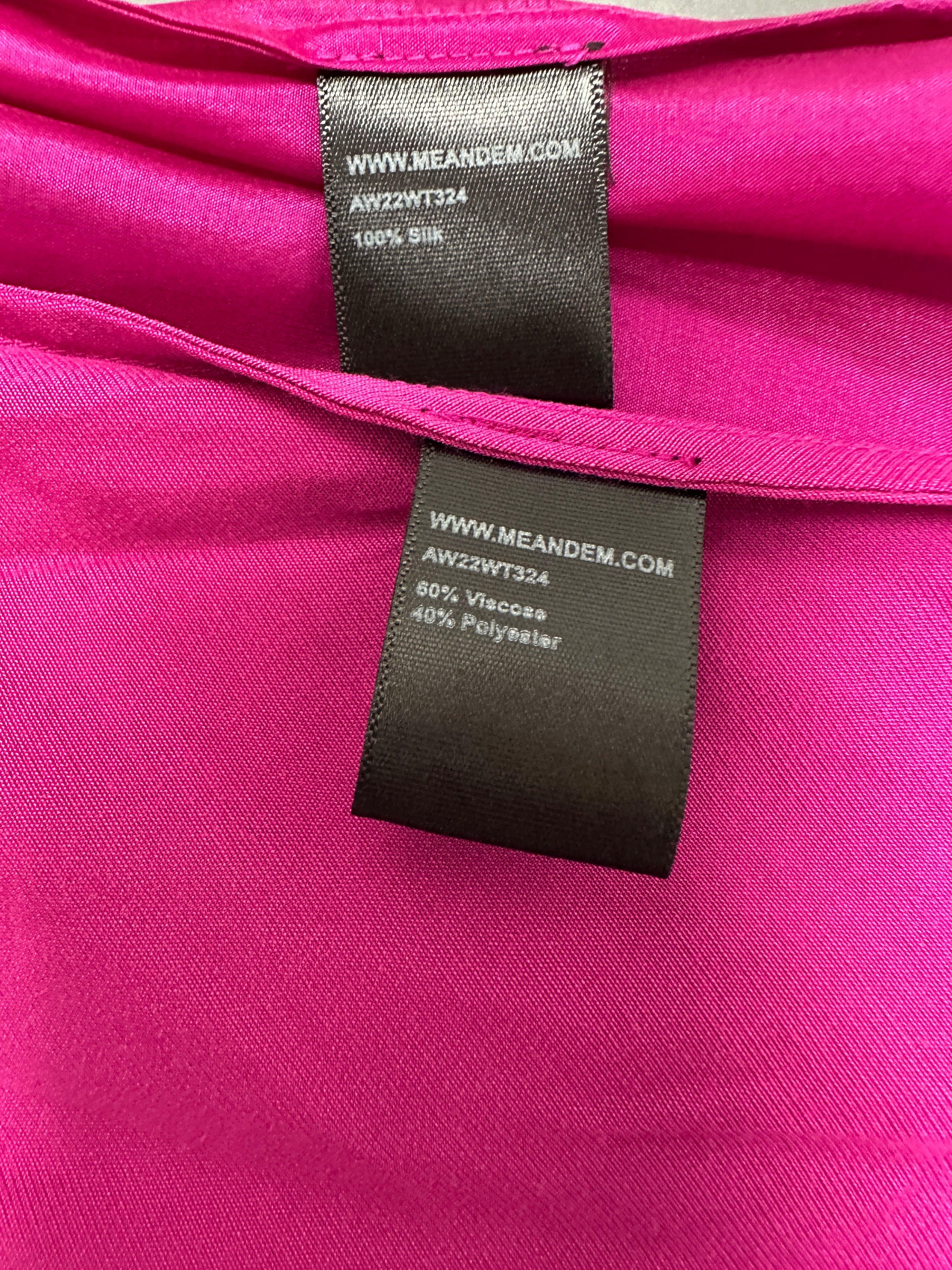 ME+EM fushia silk 3 piece set (cami, sheer blouse & scarf) - size 40