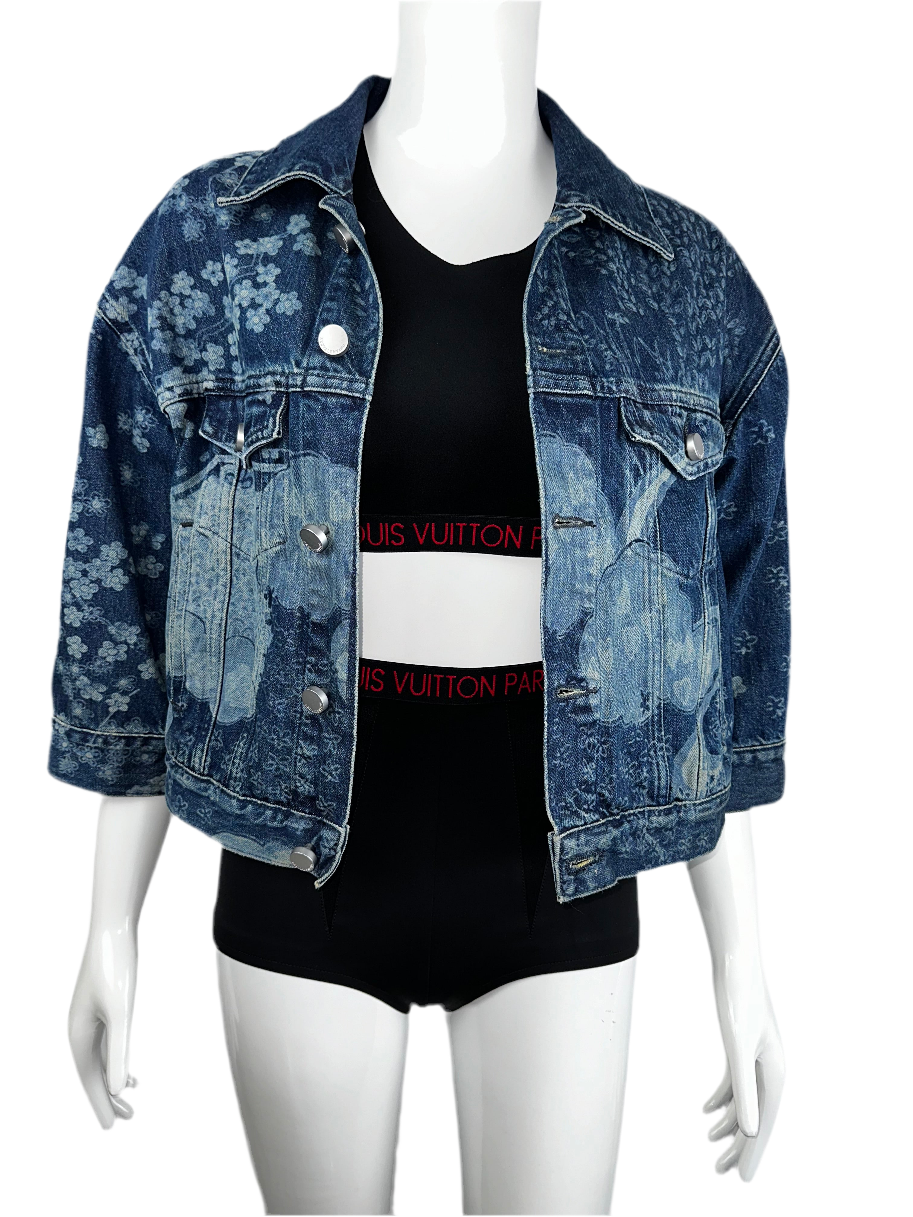Red Valentino denim jacket with floral pattern - size 38