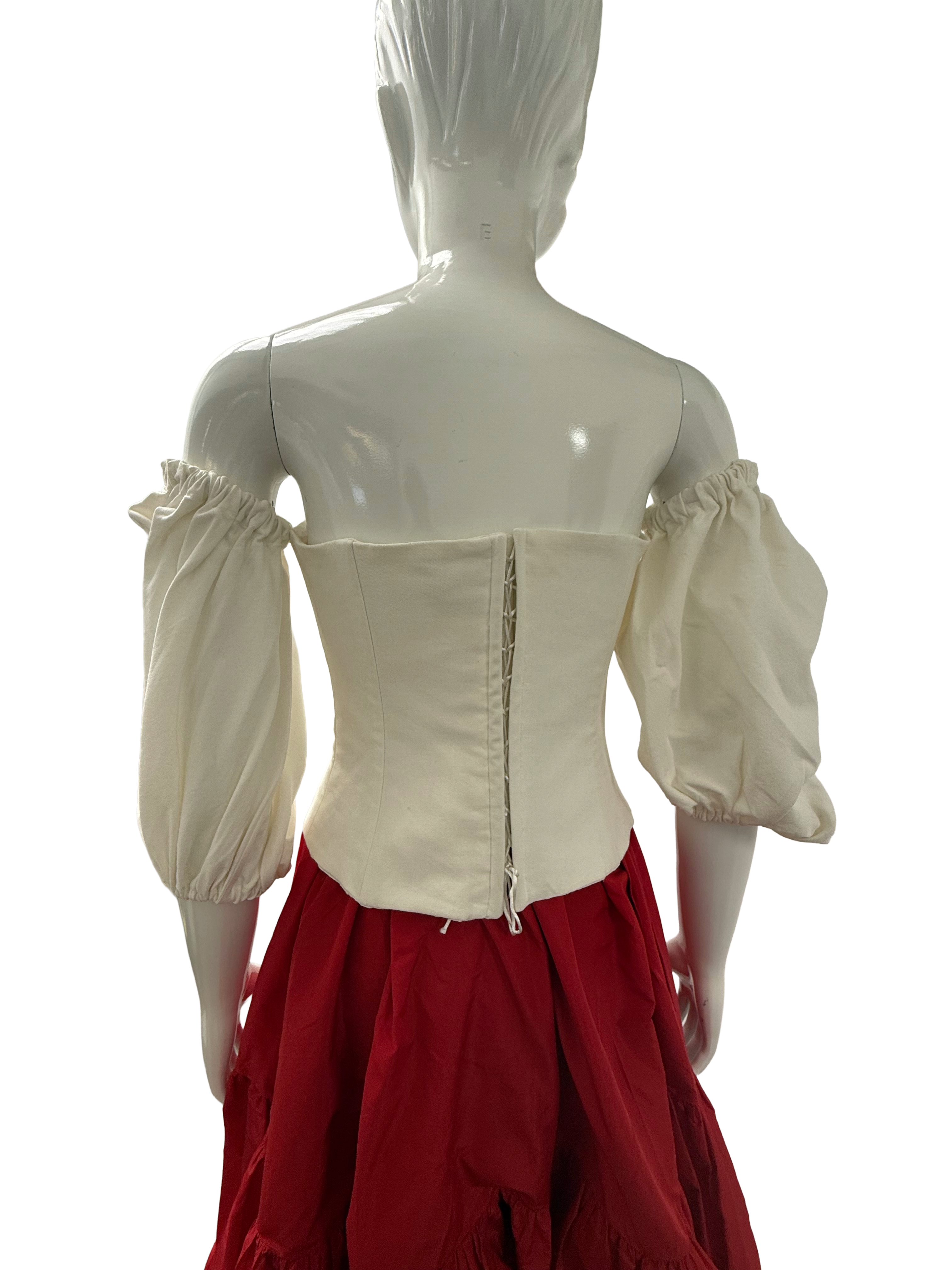 Sorelle off-shoulder corset top with balloon sleeves - size M