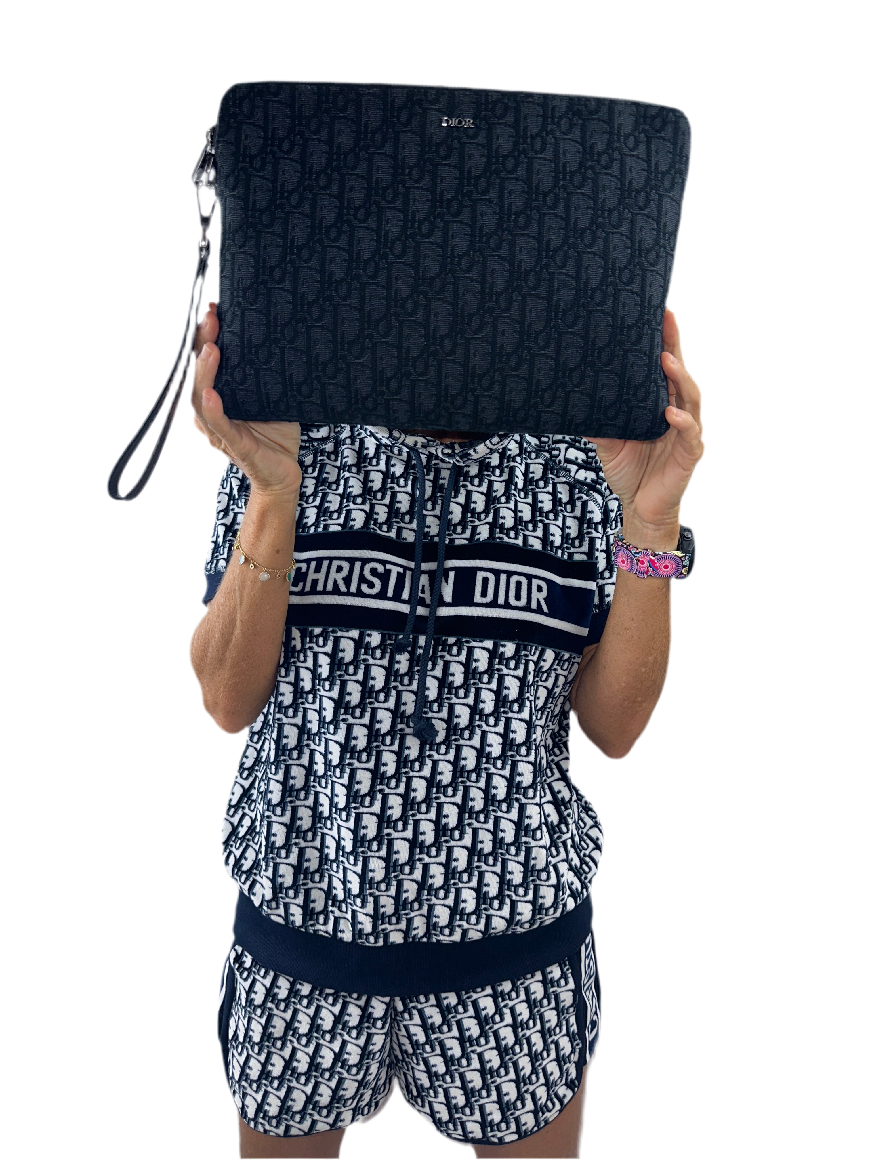 Dior Oblique Jacquard Triangle Case in Black