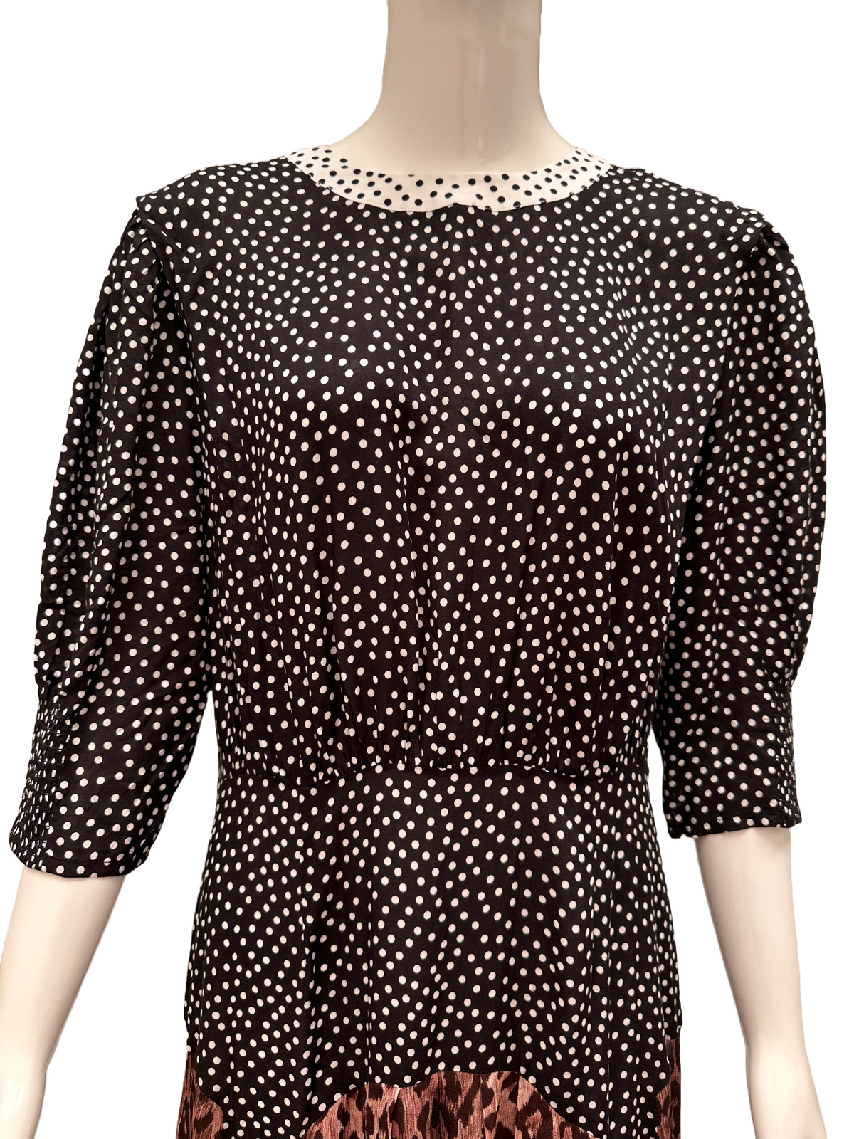 Rixo polka dot and leopard print dress - size 40