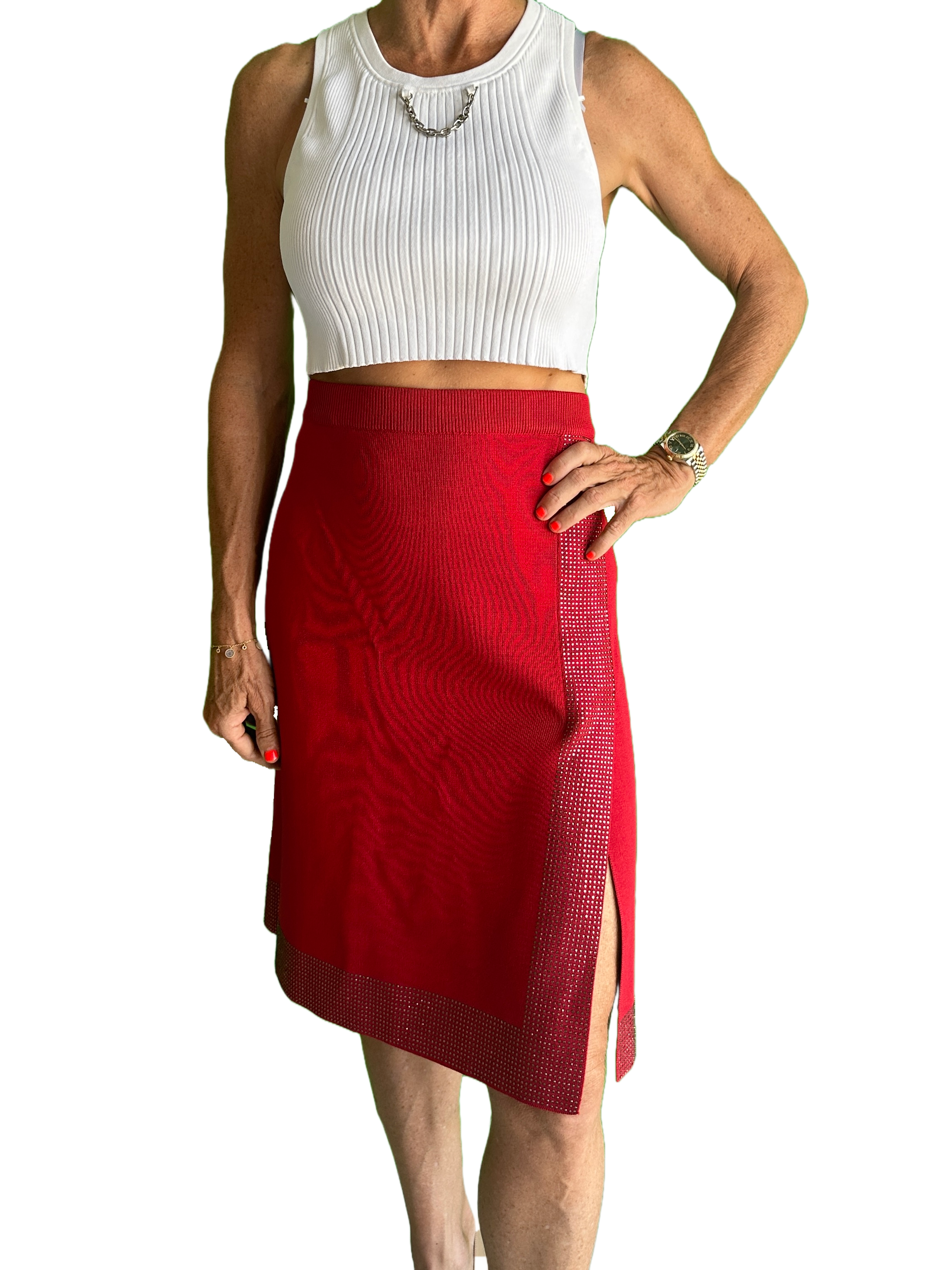 Karl Lagerfeld short red skirt with side slit - size 40