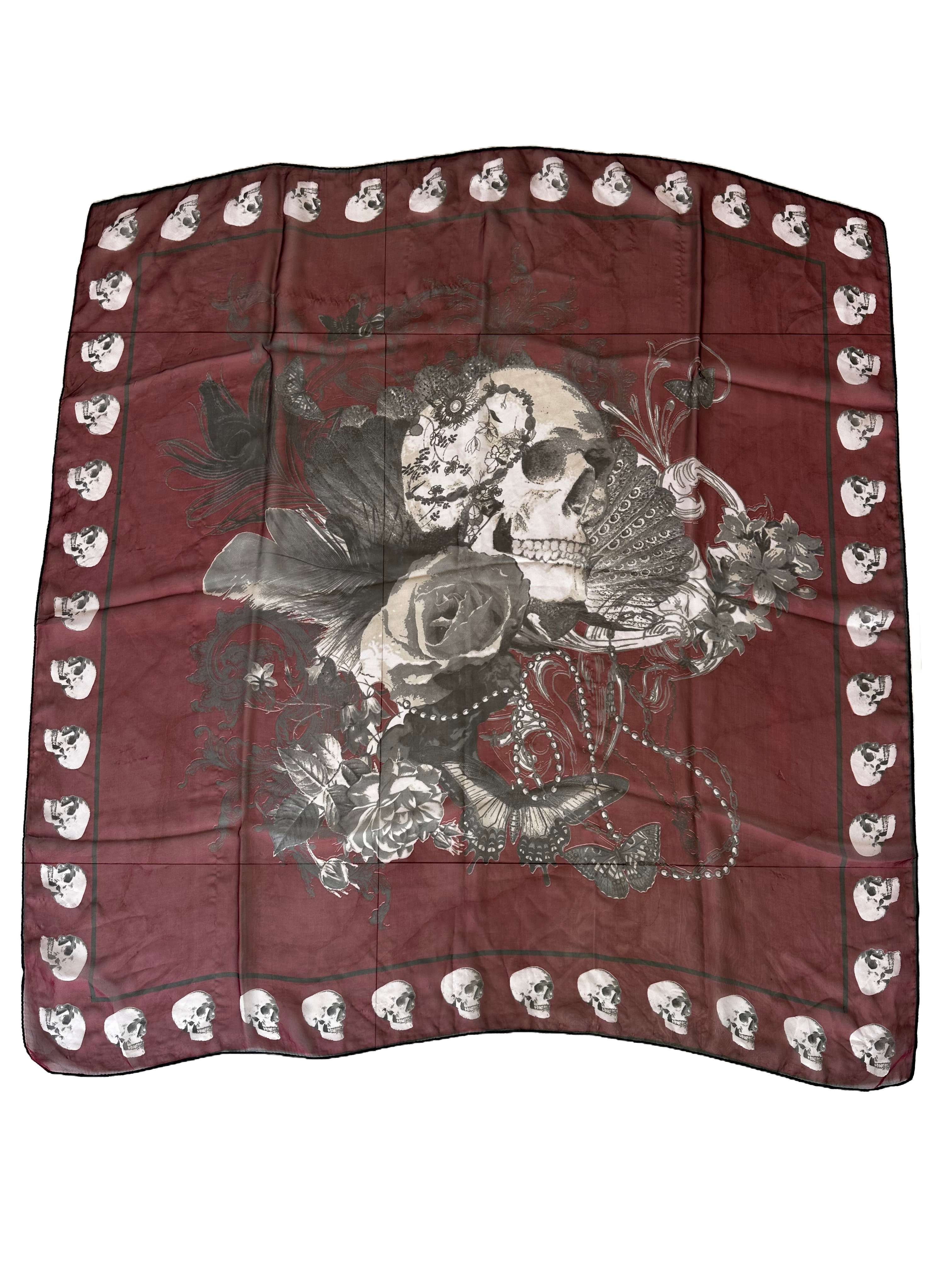 The Kooples burgundy skull scarf