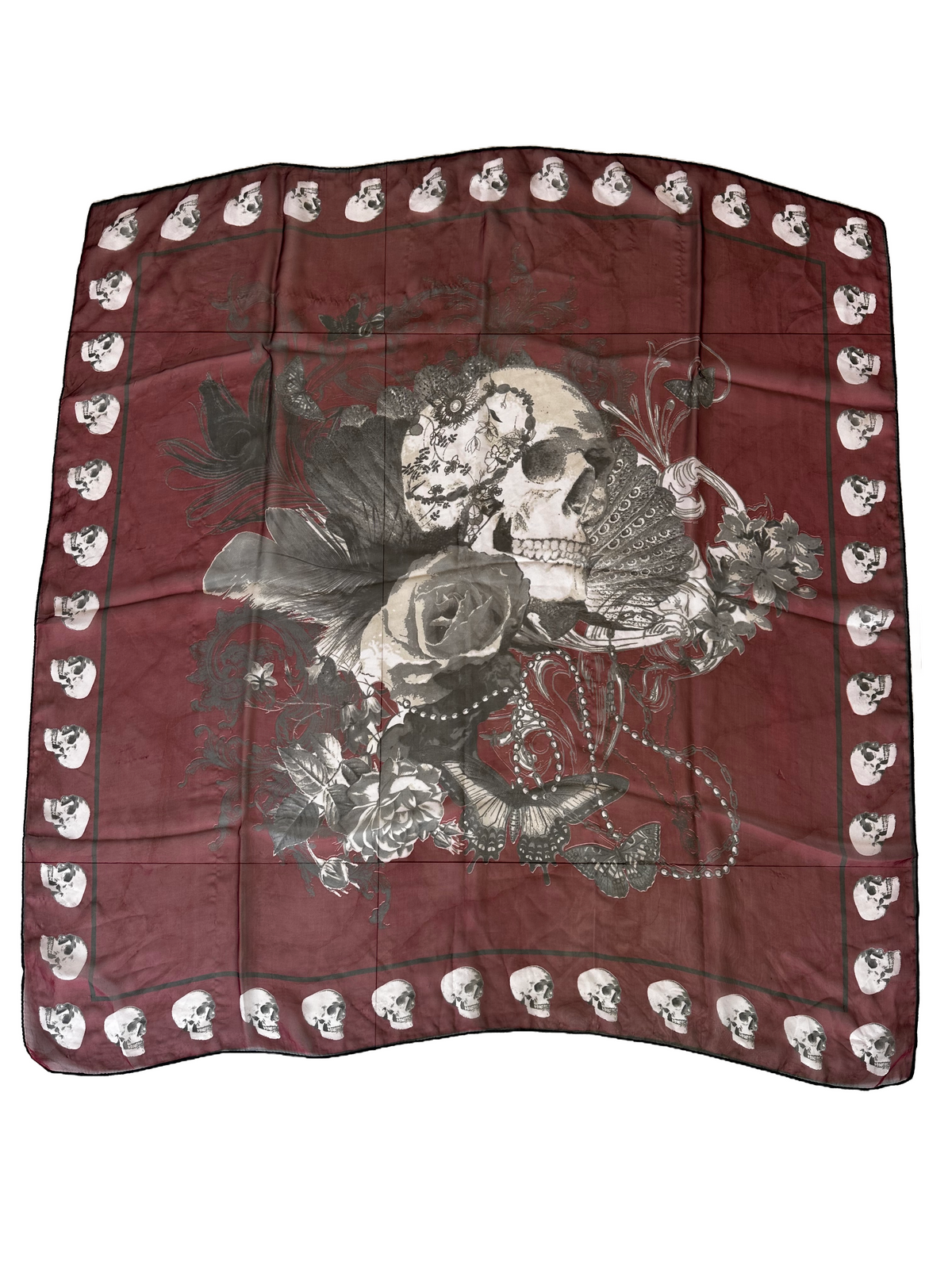 The Kooples burgundy skull scarf