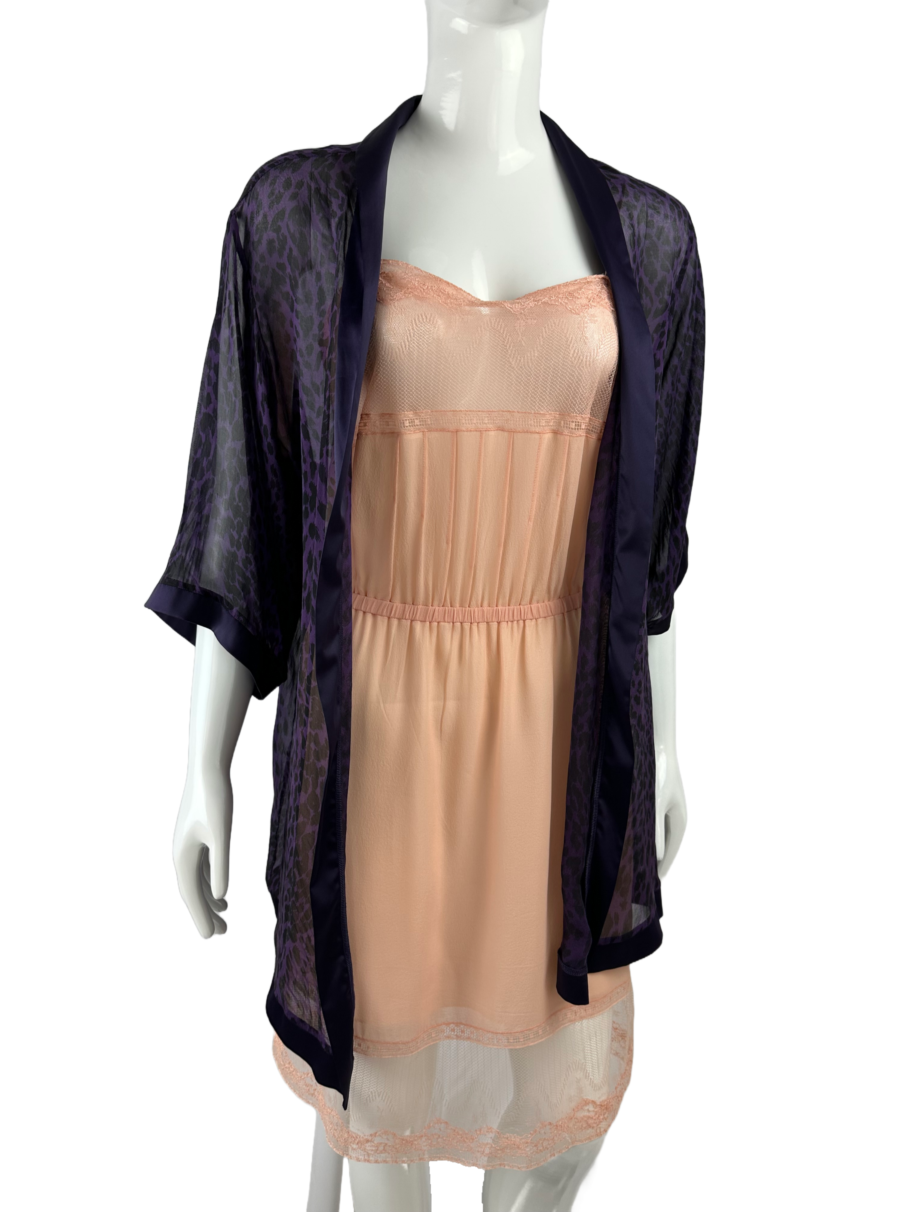 R Crescentini purple leopard print Kimono - size S