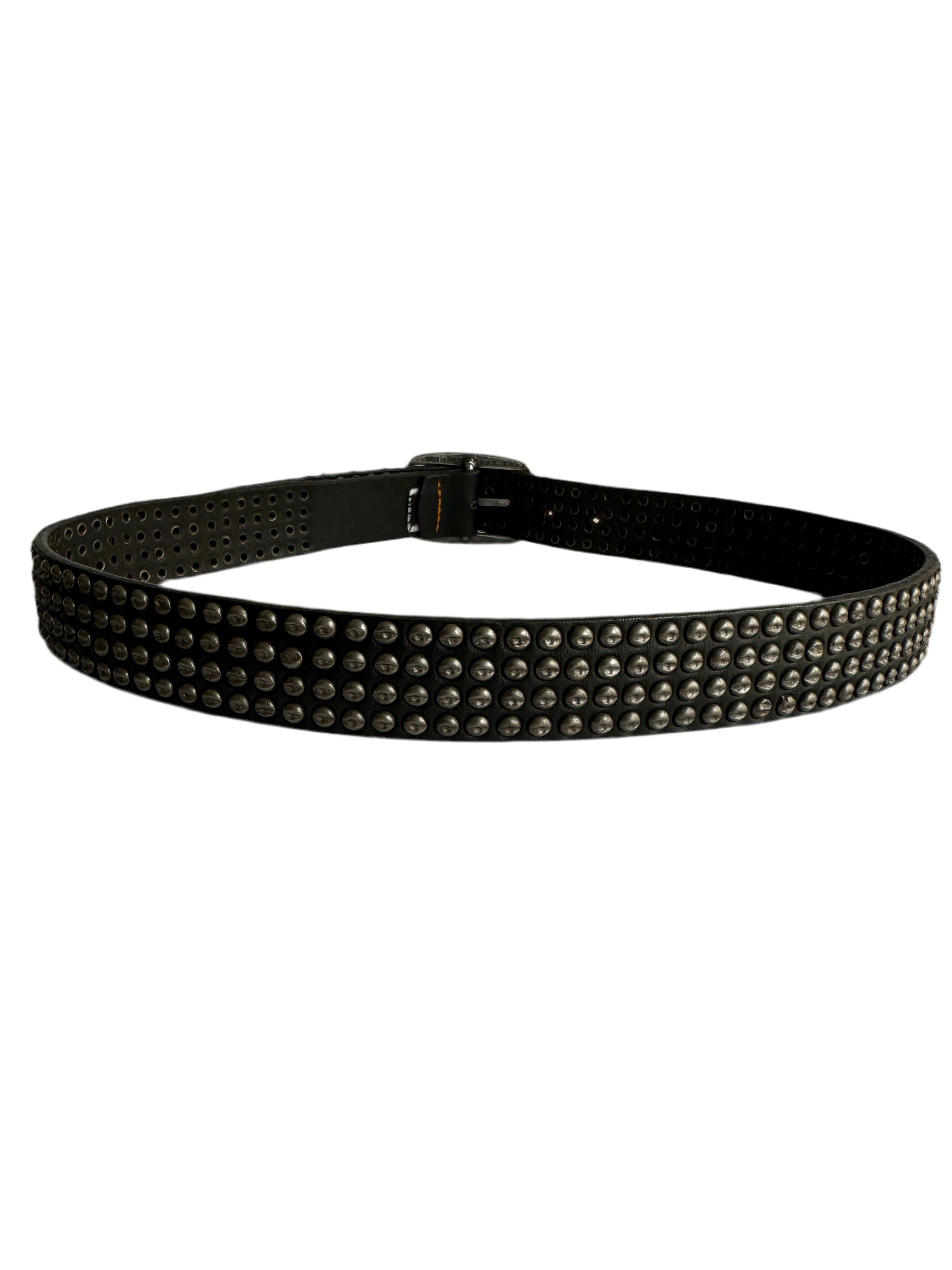 Boss Orange leather studded belt with circular rivet
