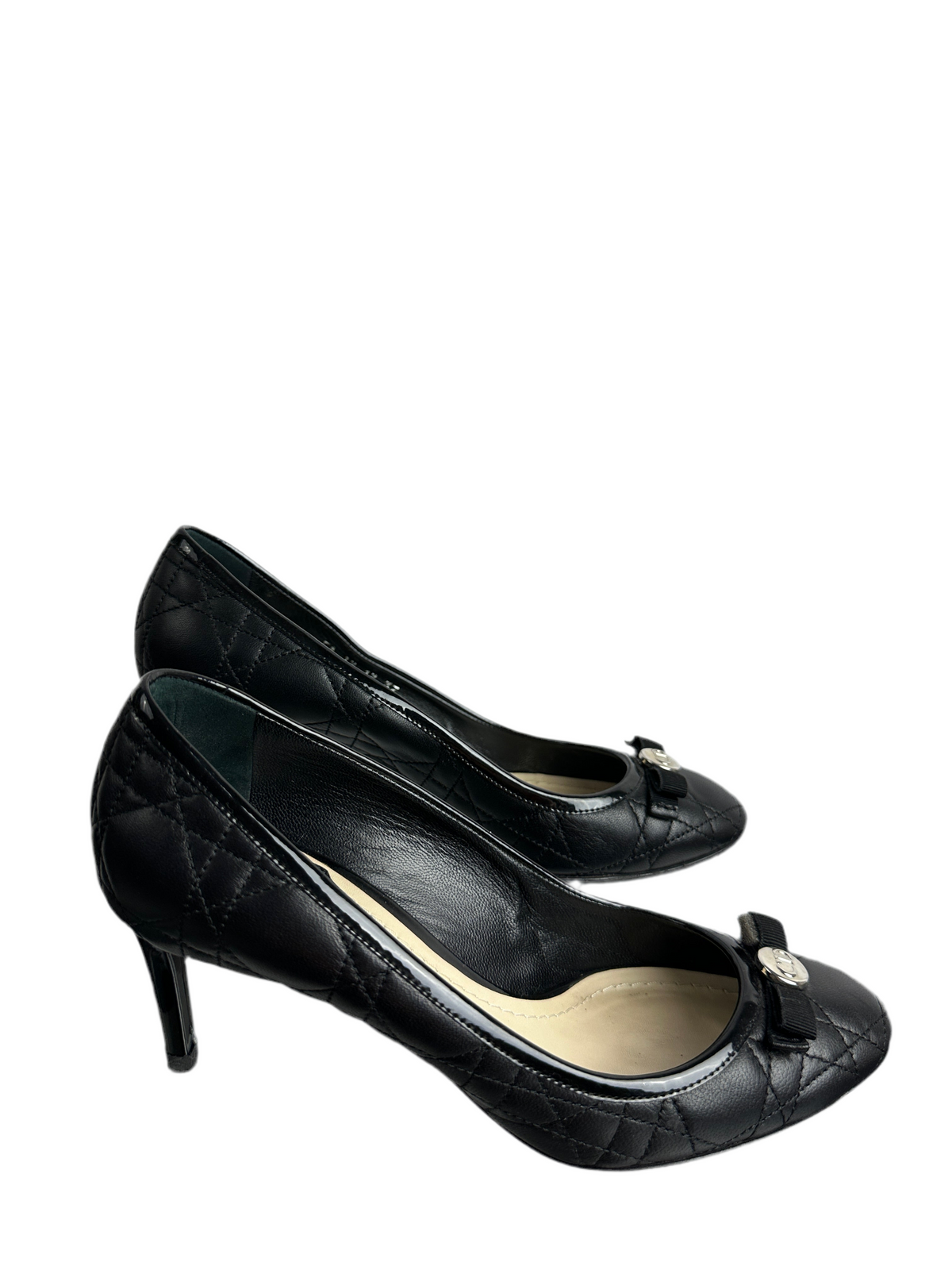 Dior black quanage leather bow pumps - size 37