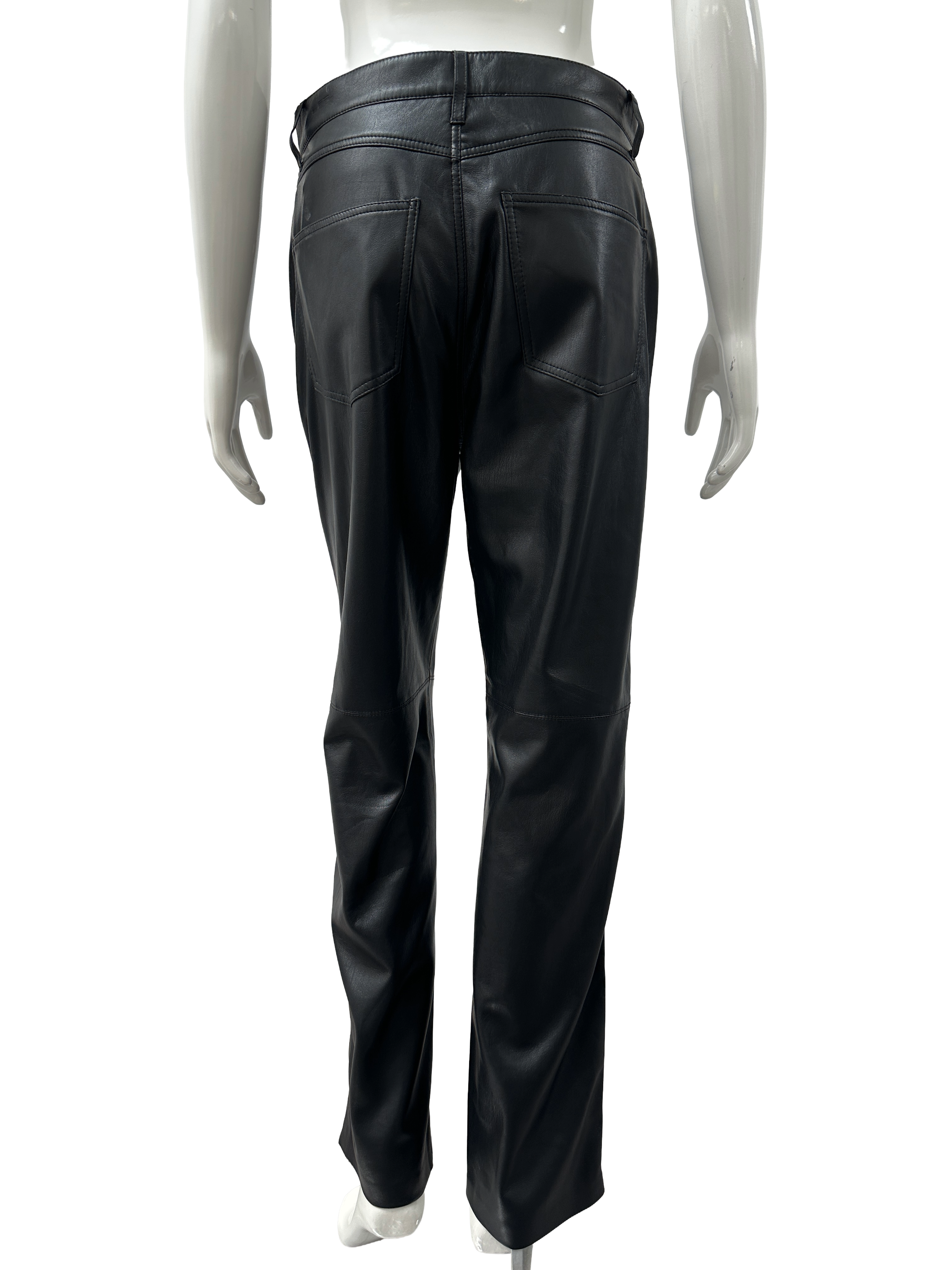 Nanushka black faux leather straight-leg pants - size M