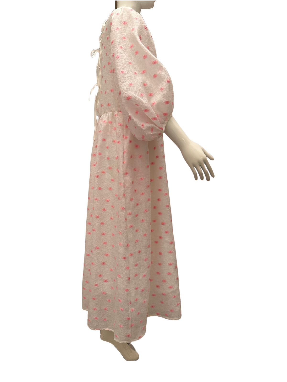 Cecilie Bahnsen Karmen white dress with pink flowers - size 38