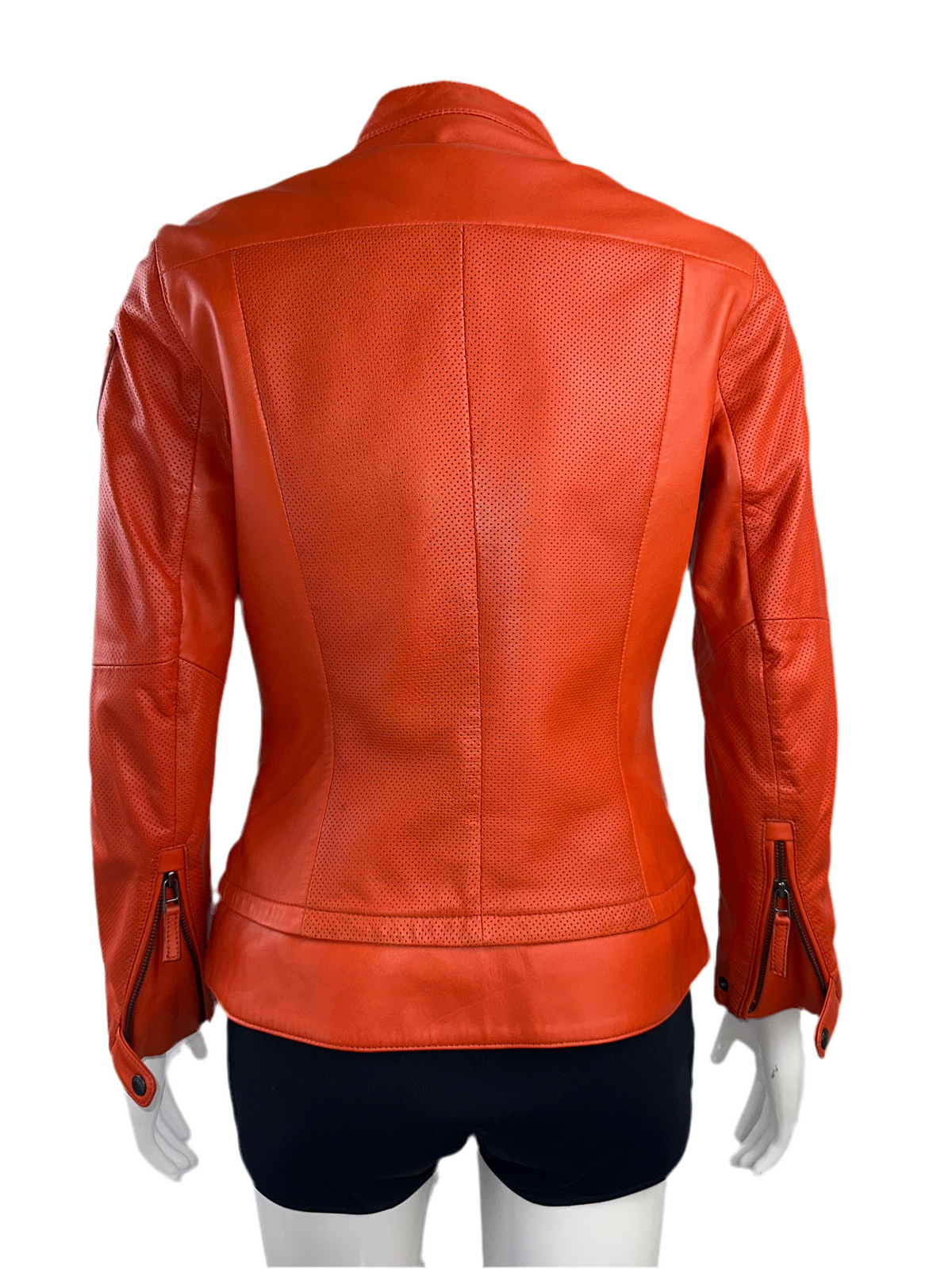 Blauer orange biker-effect leather jacket - size 36