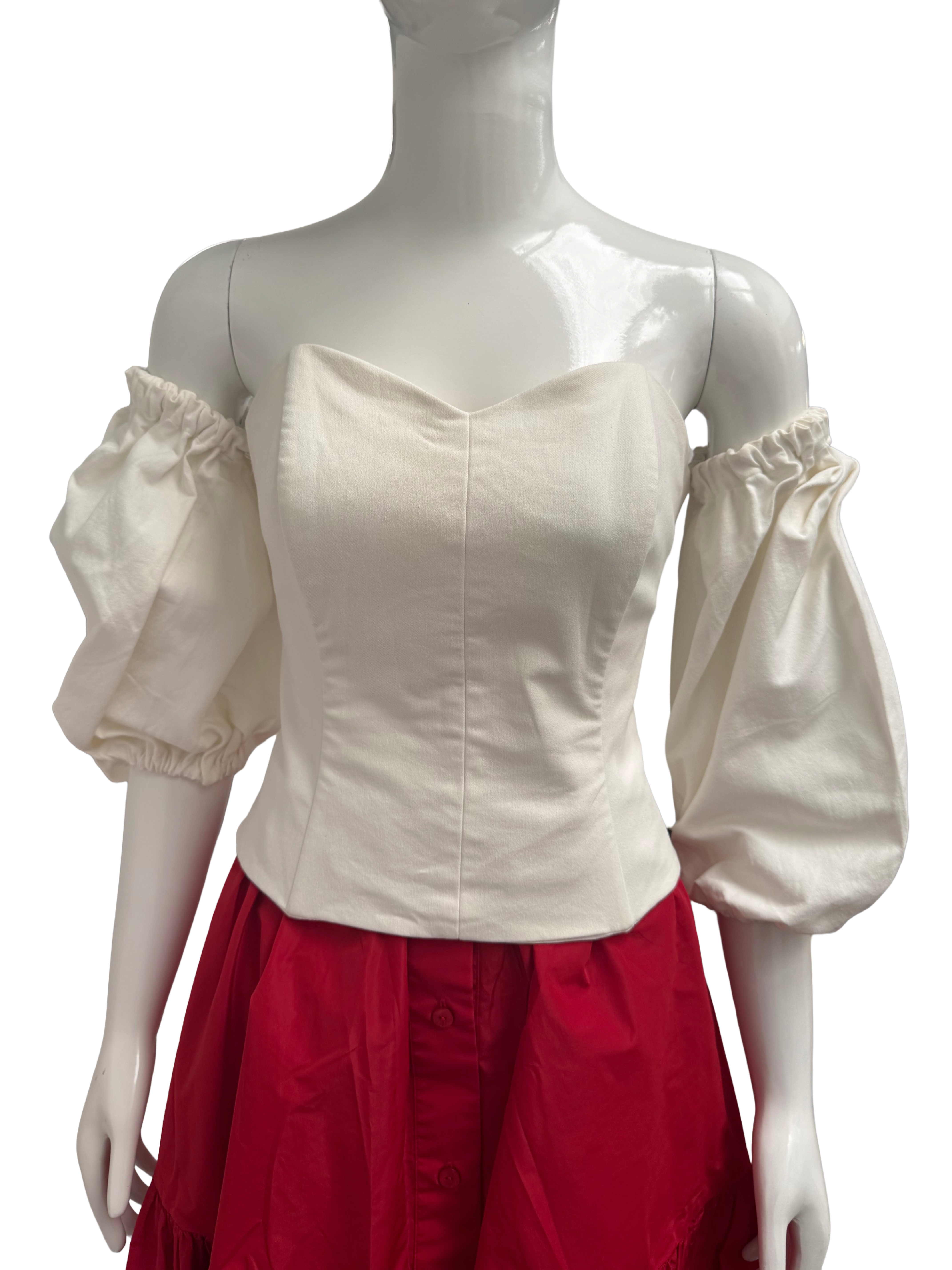 Sorelle off-shoulder corset top with balloon sleeves - size M